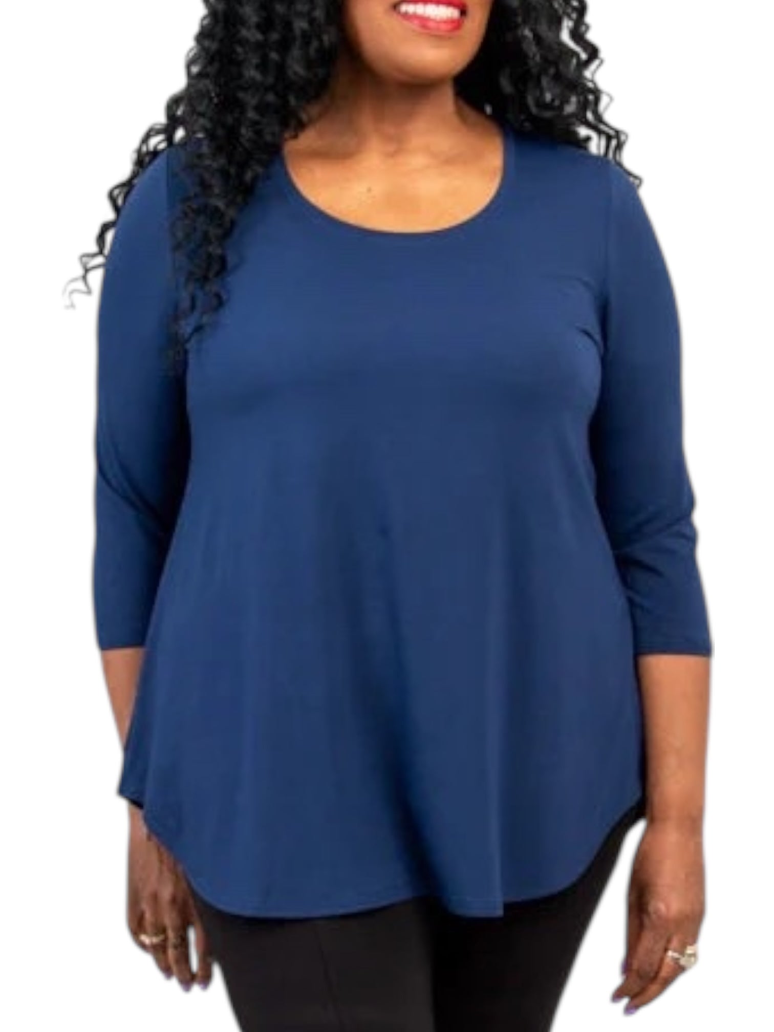 Jazz 3/4 Sleeve Indigo Bamboo Top