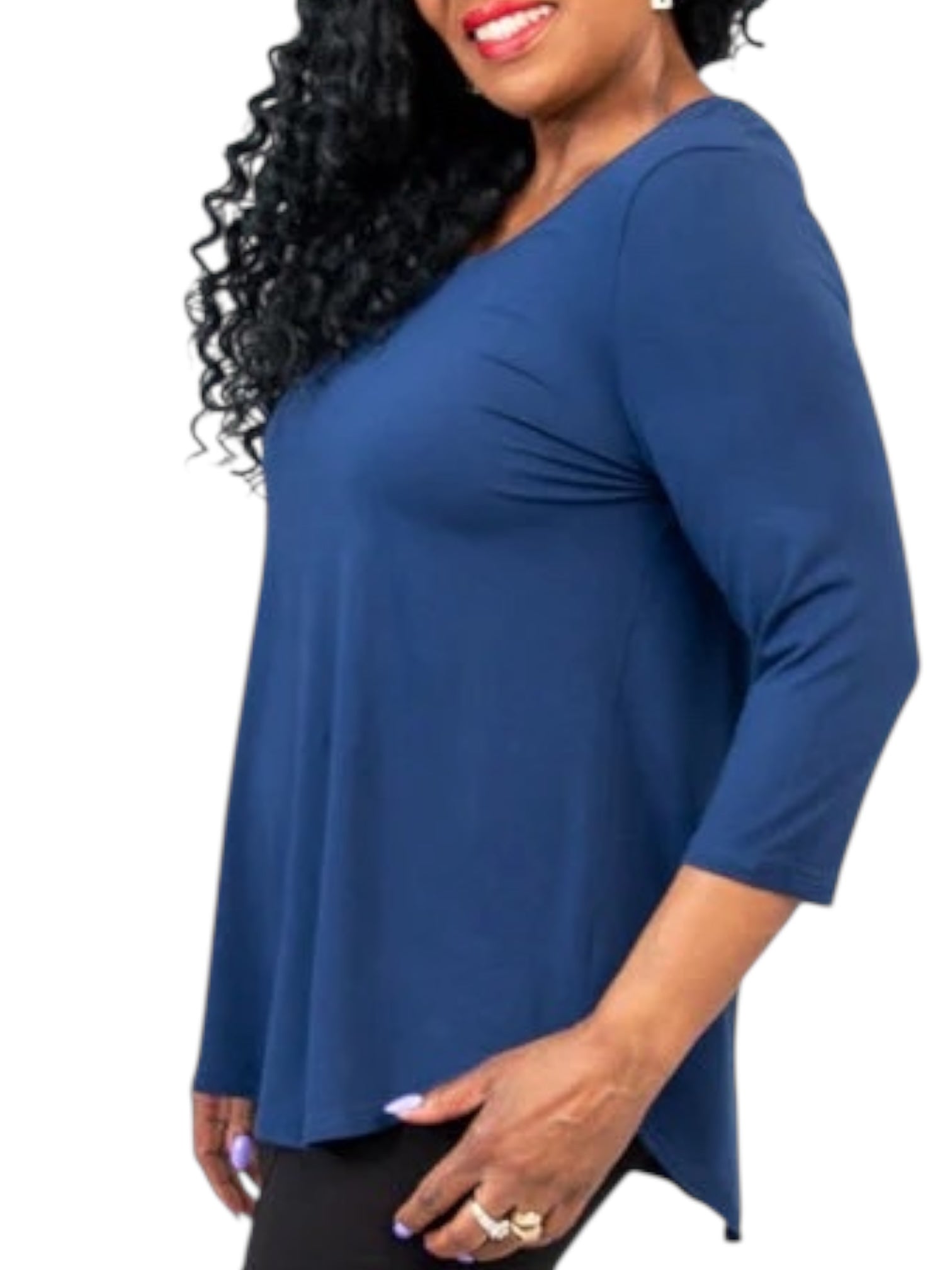 Jazz 3/4 Sleeve Indigo Bamboo Top