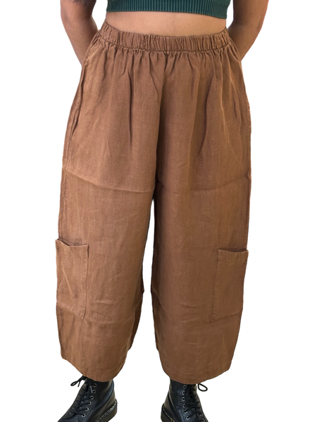 ayakawasaki weekend❤︎pants ブラウン NOCI Spring '24 Bryn Walker Light Linen Casbah Pants – sariKNOTsari