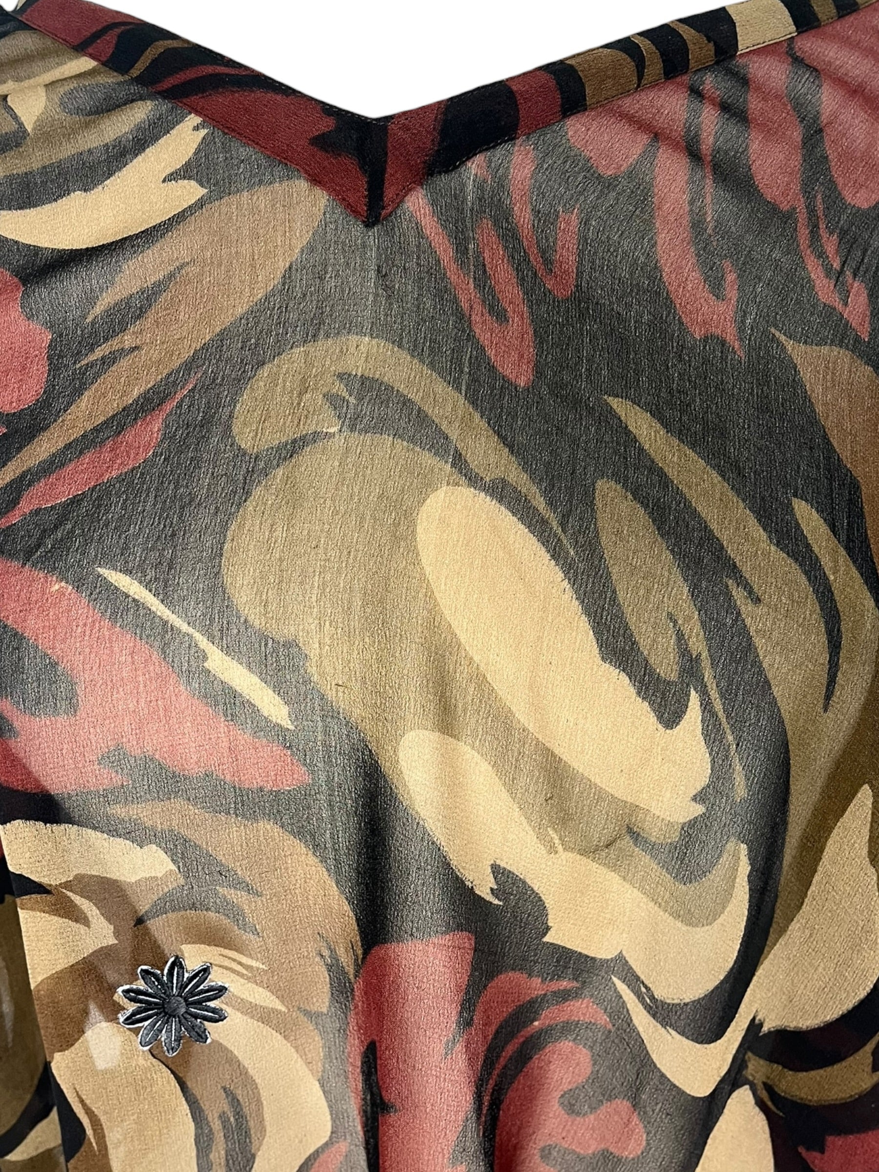 PRG8848 Sheer Wabi Sabi Pure Silk Long Tunic with Side Ties