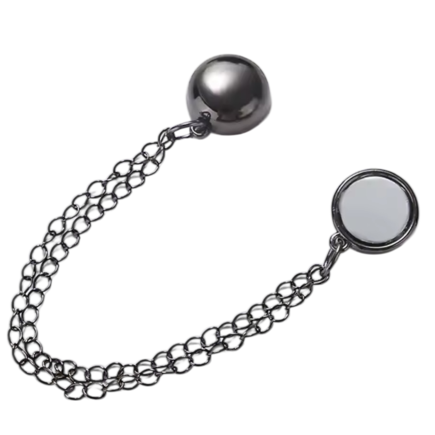 Gun Metal Tone Chain Magnetic Plain Button