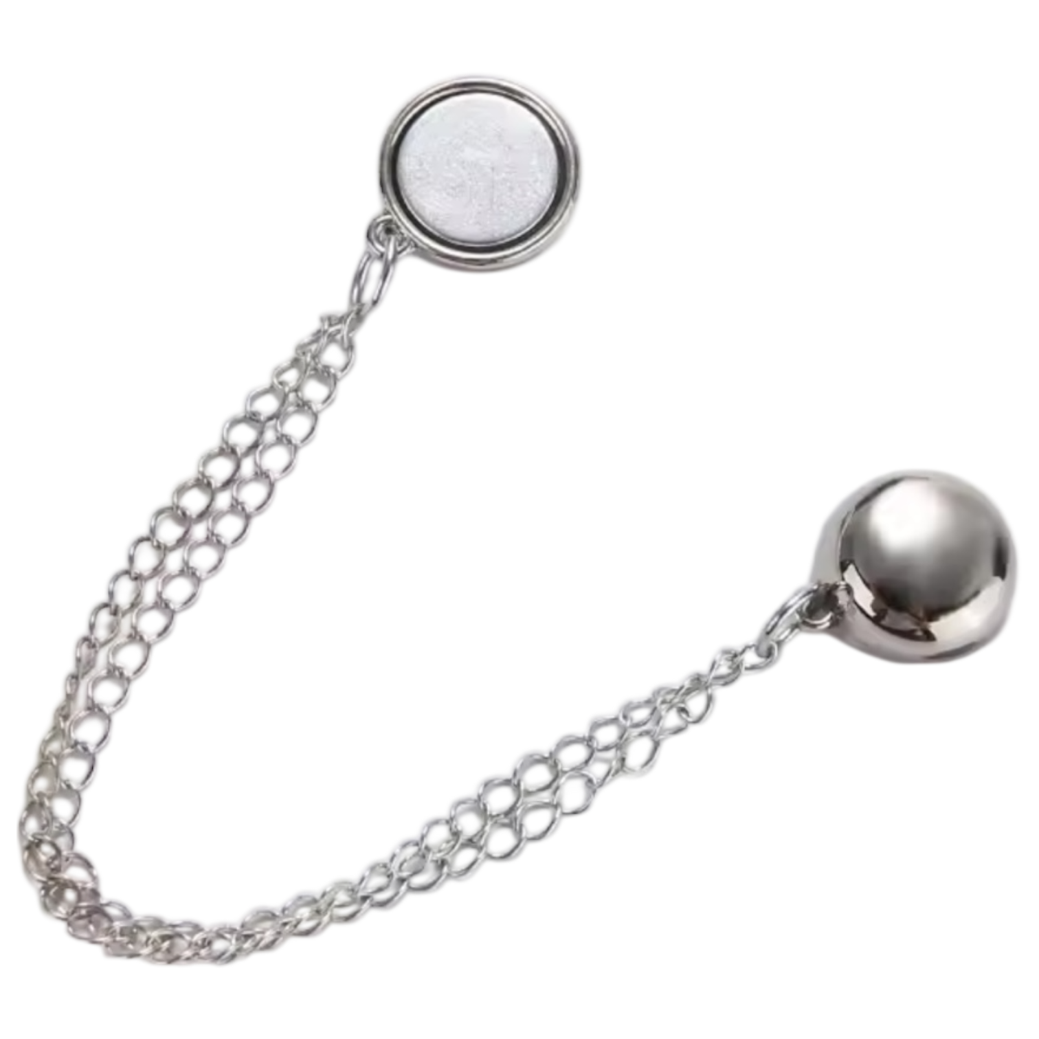 Silver Tone Chain Magnetic Plain Button