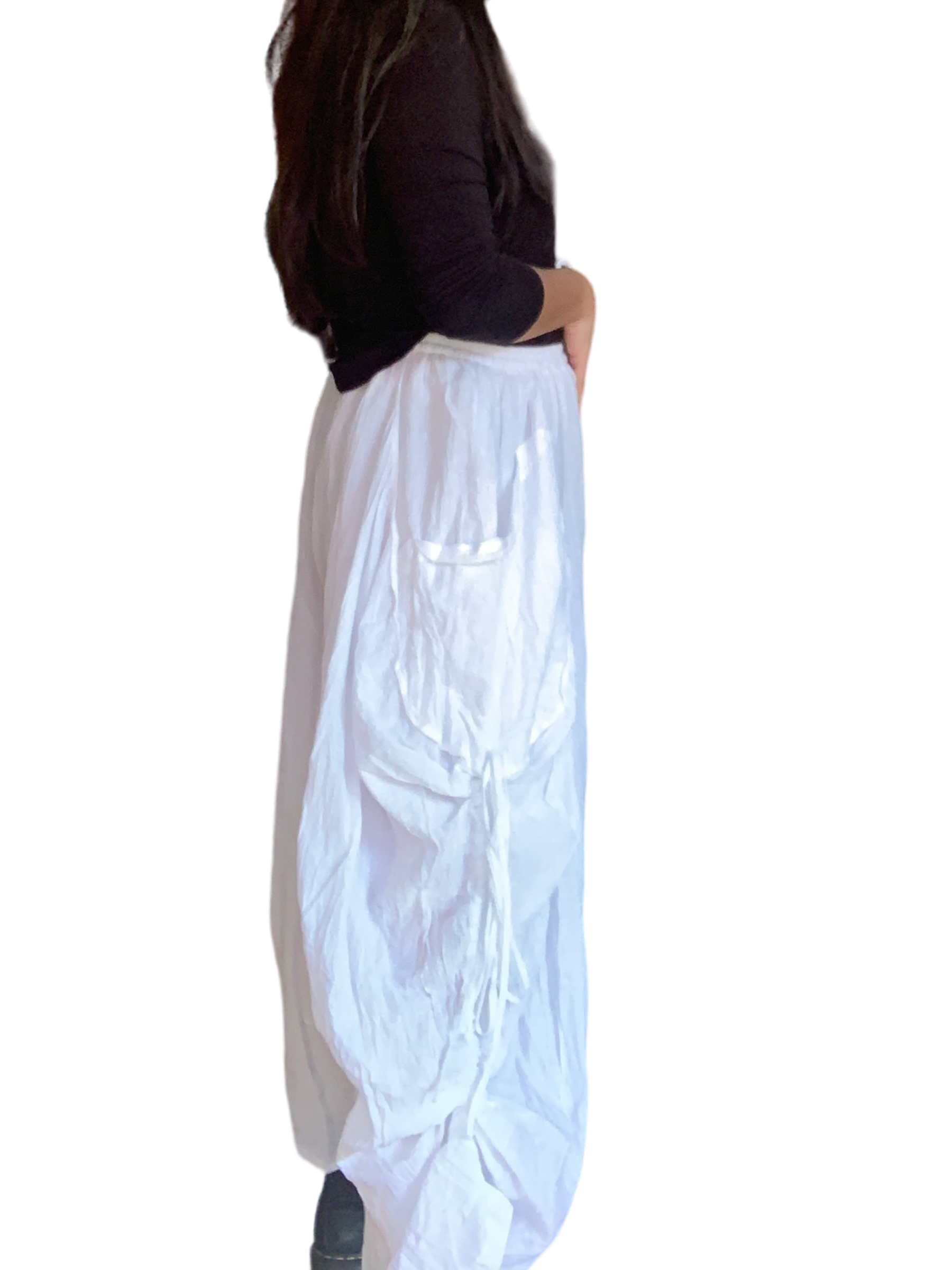 White Cotton Voile Tashi Versatile Pants/Skirt