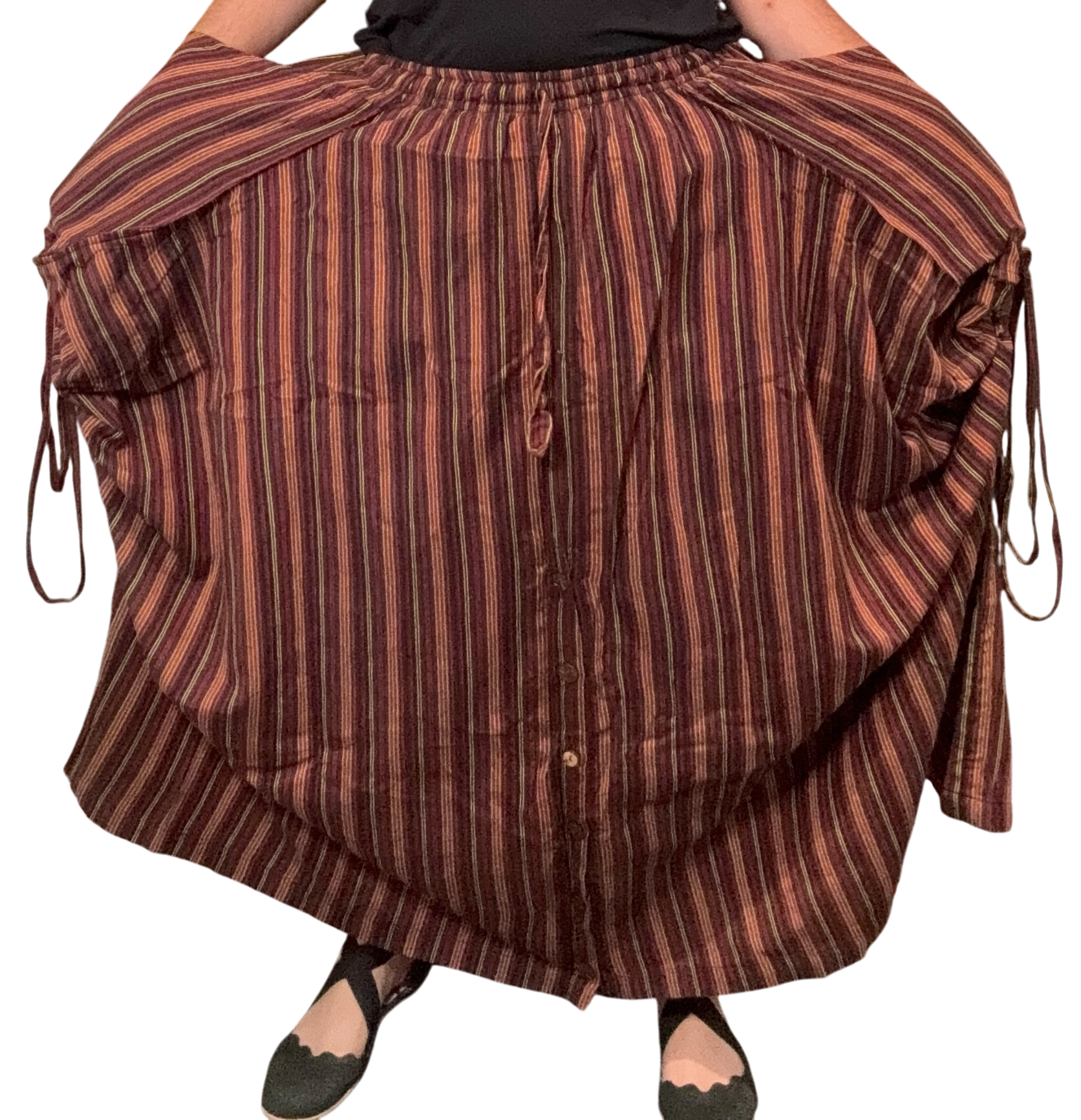 Red Stripped Cotton Tashi Versatile Pants/Skirt