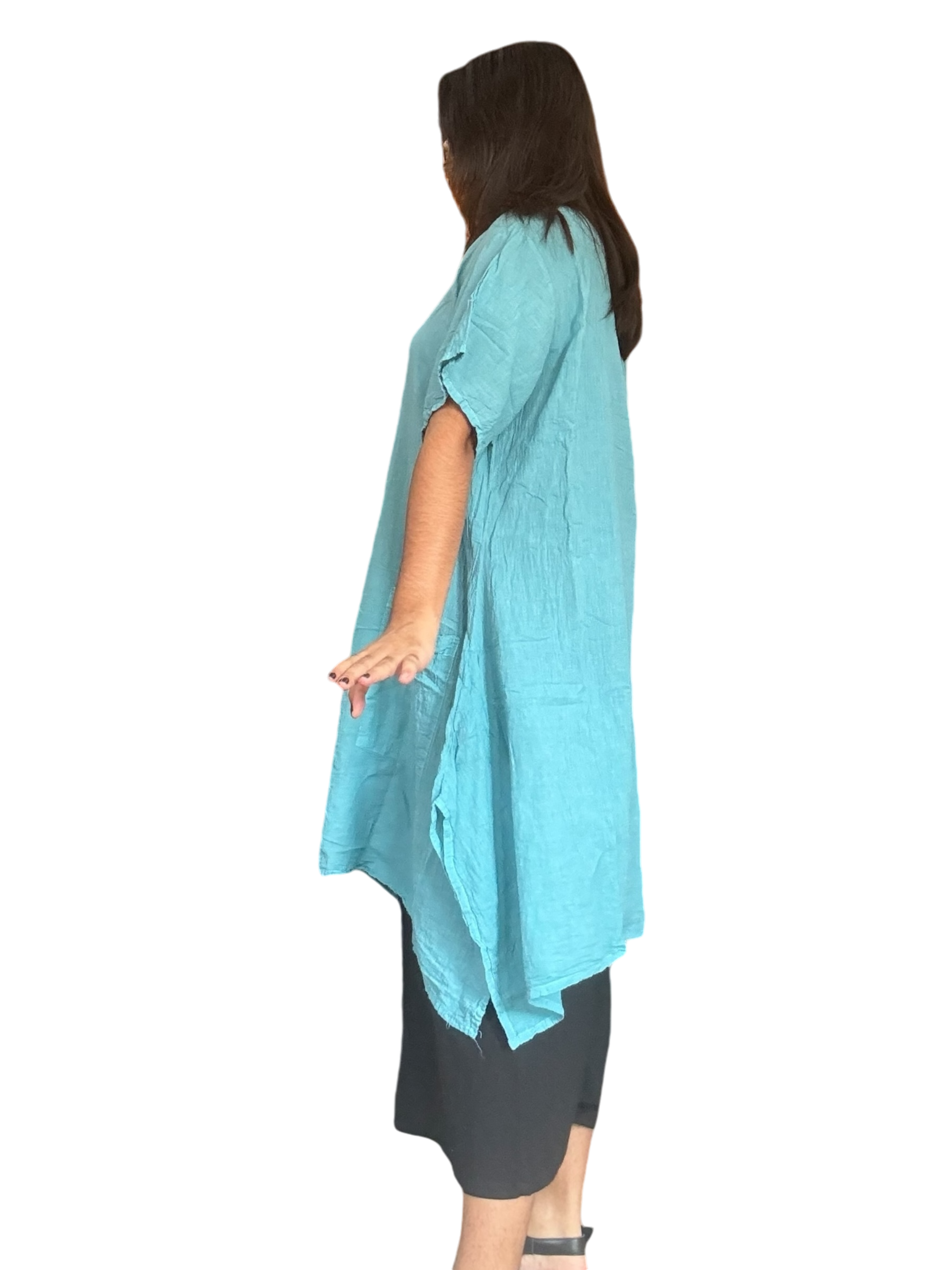 Coastal Blue Cotton Voile Tunic Dress