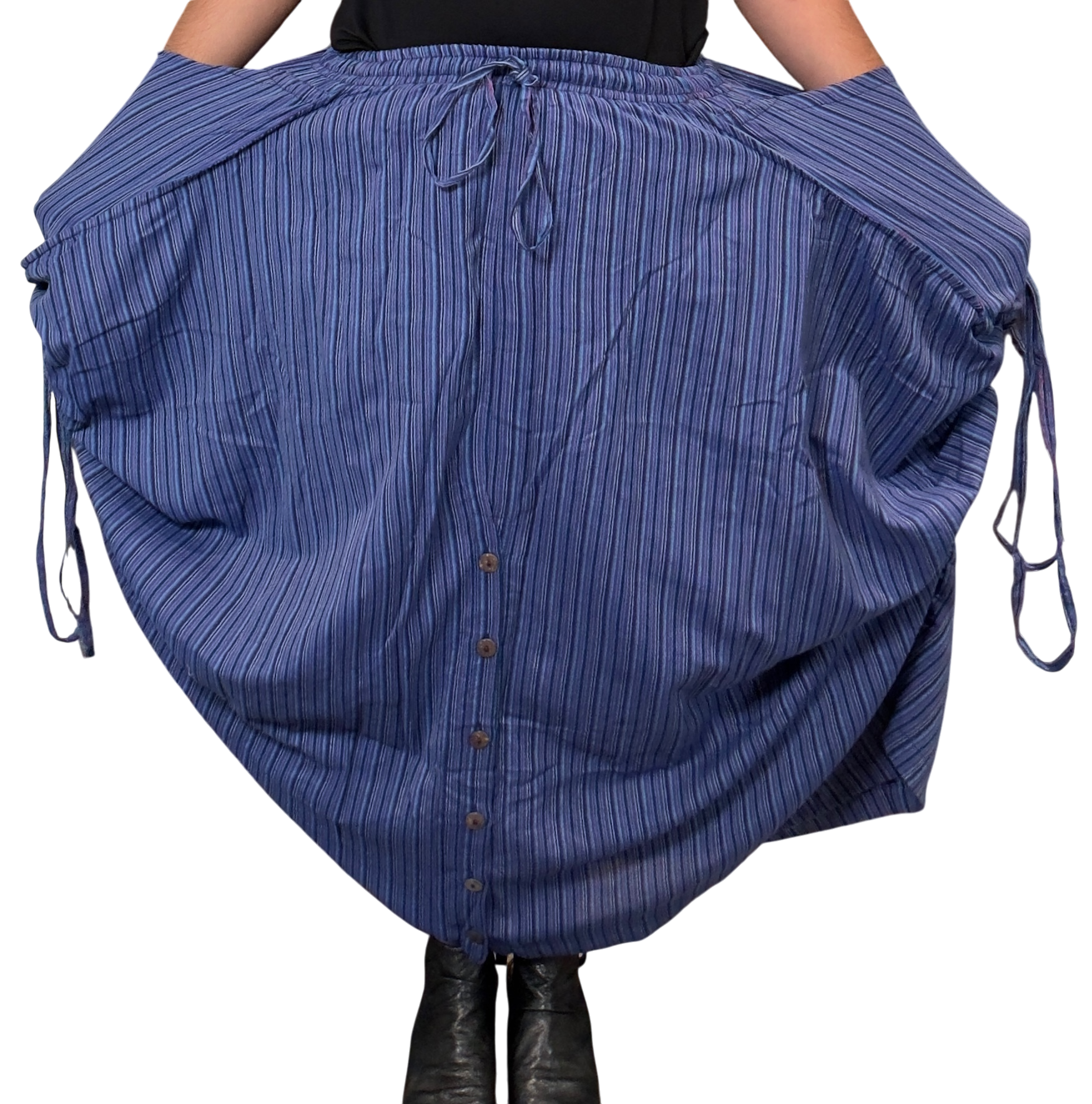 Blue Stripped Cotton Tashi Versatile Pants/Skirt