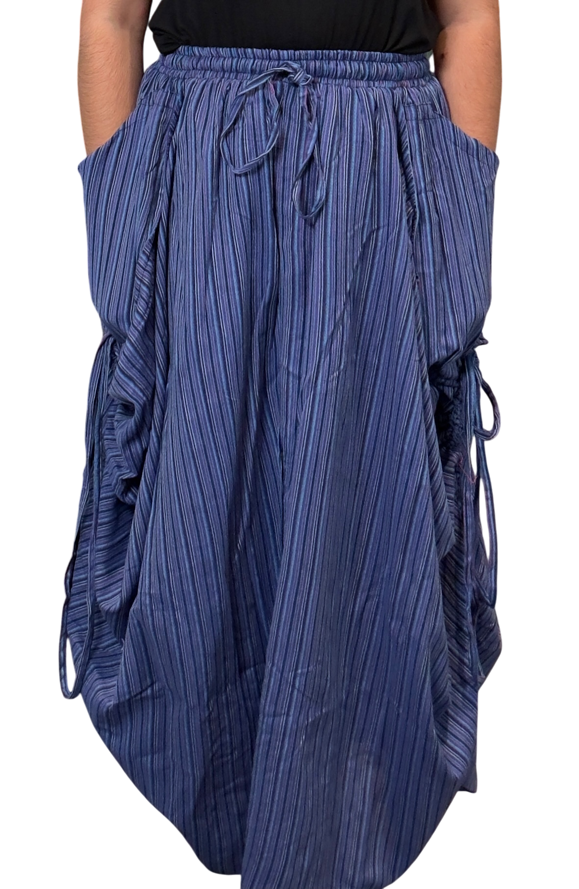 Blue Stripped Cotton Tashi Versatile Pants/Skirt
