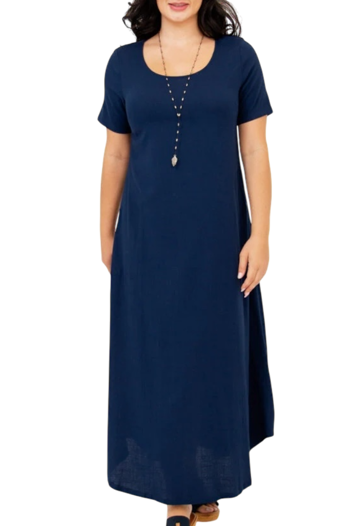 Martha Indigo Linen & Bamboo Dress