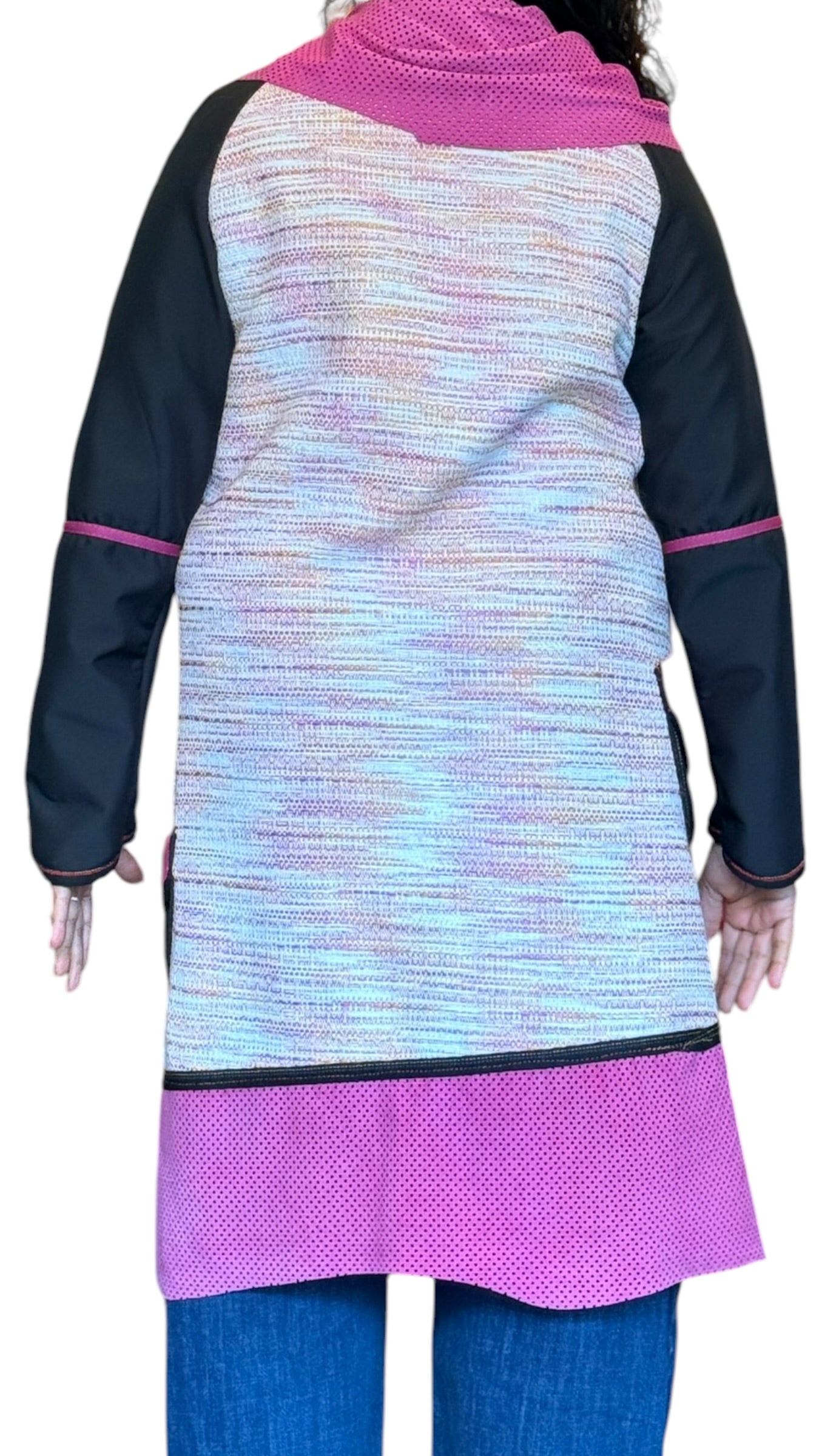 Pink Perforated Suede and Cotton Tweed Coat by Pepin Designs #29