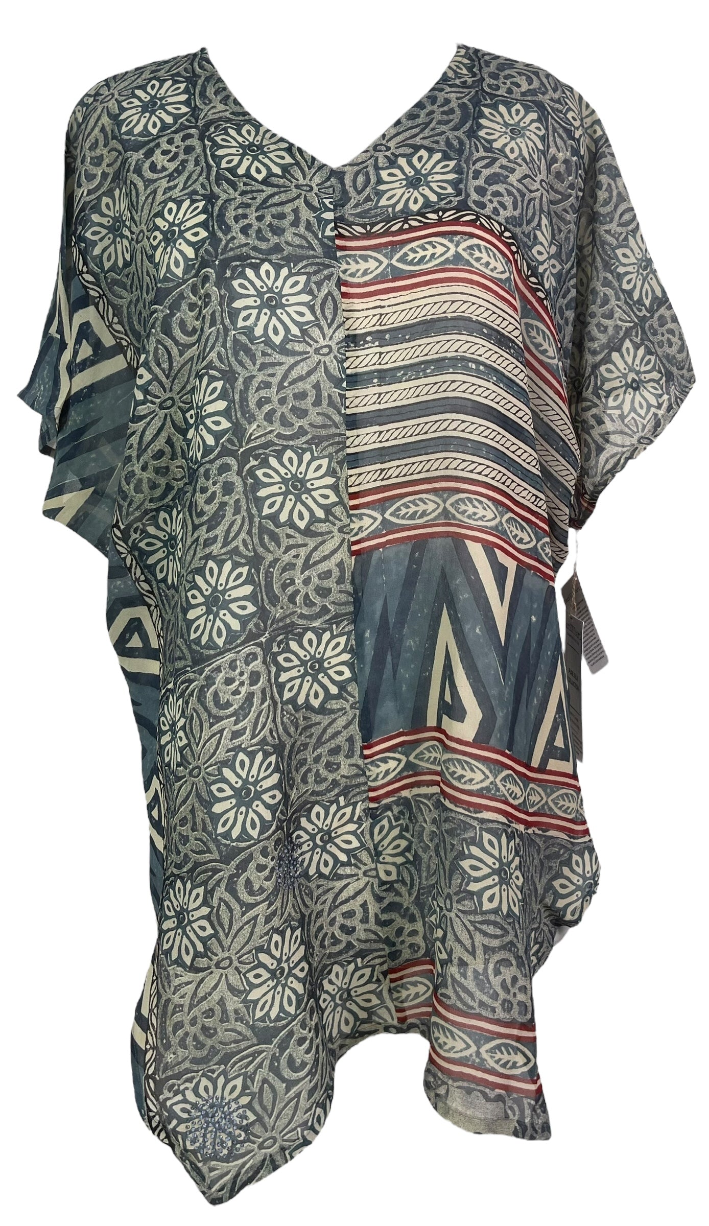 PRG8154 Sheer Avatar Pure Silk Waterfall Top