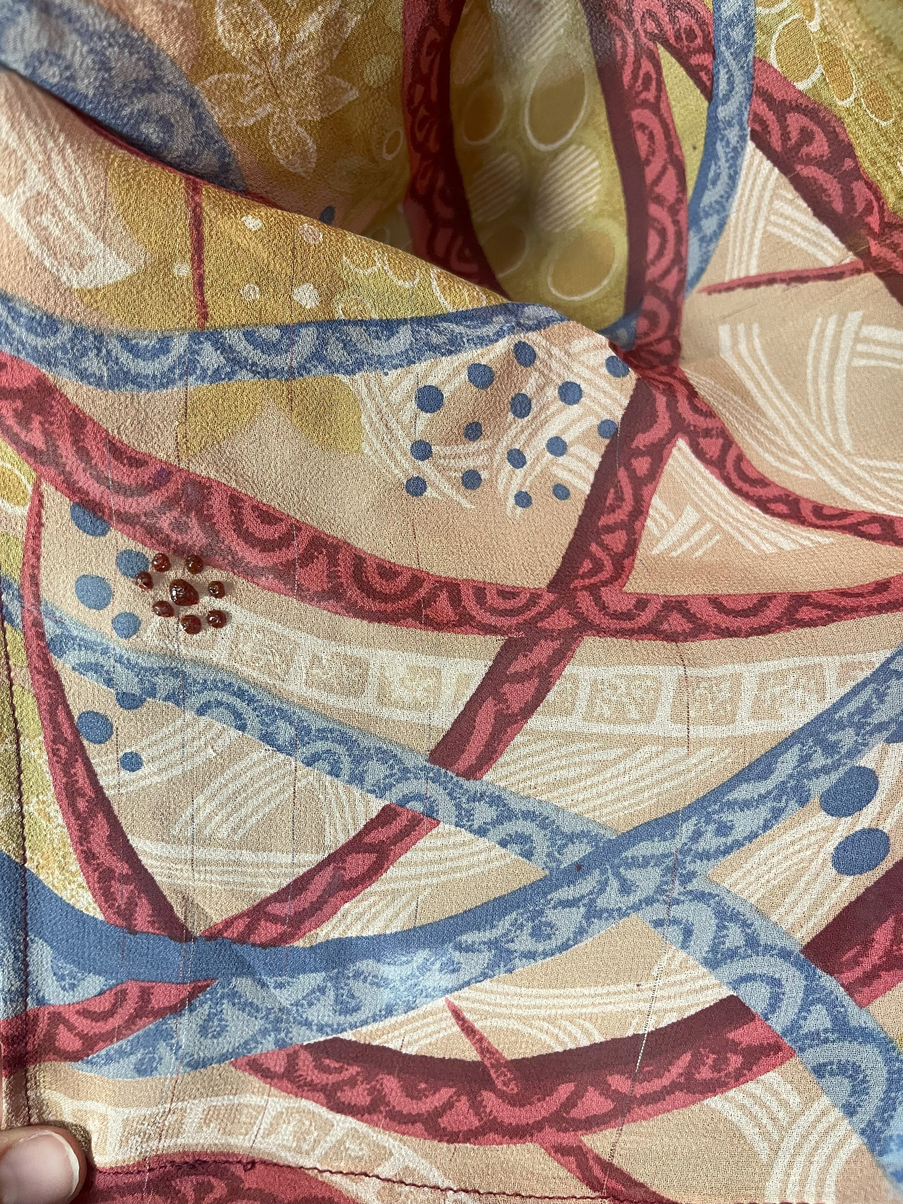 PRG7478 Sheer Wabi Sabi Pure Silk Short Kaftan Tunic with Slits