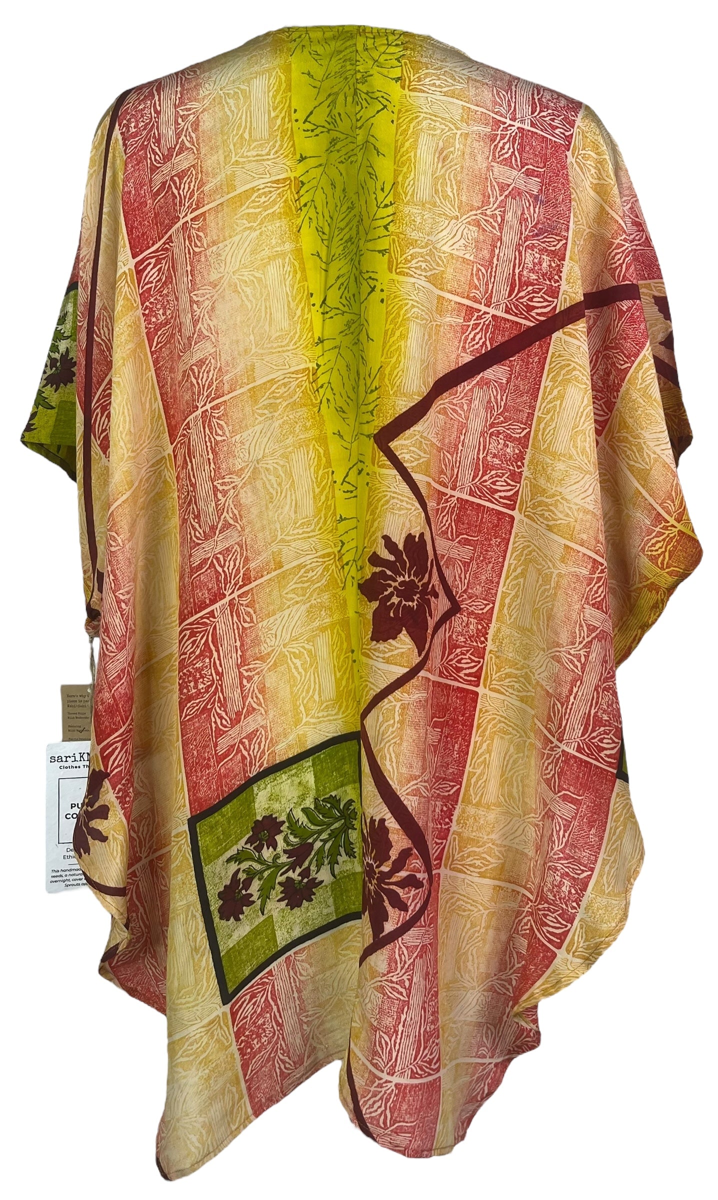 PRC8063 Wabi Sabi Pure Silk Waterfall Top by Wabi Sabi – Handmade ethical Waterfall Top from sariKNOTsari using upcycled silk. Designed in Canada for travel and slow fashion, loved from Toronto to LA to Sydney.