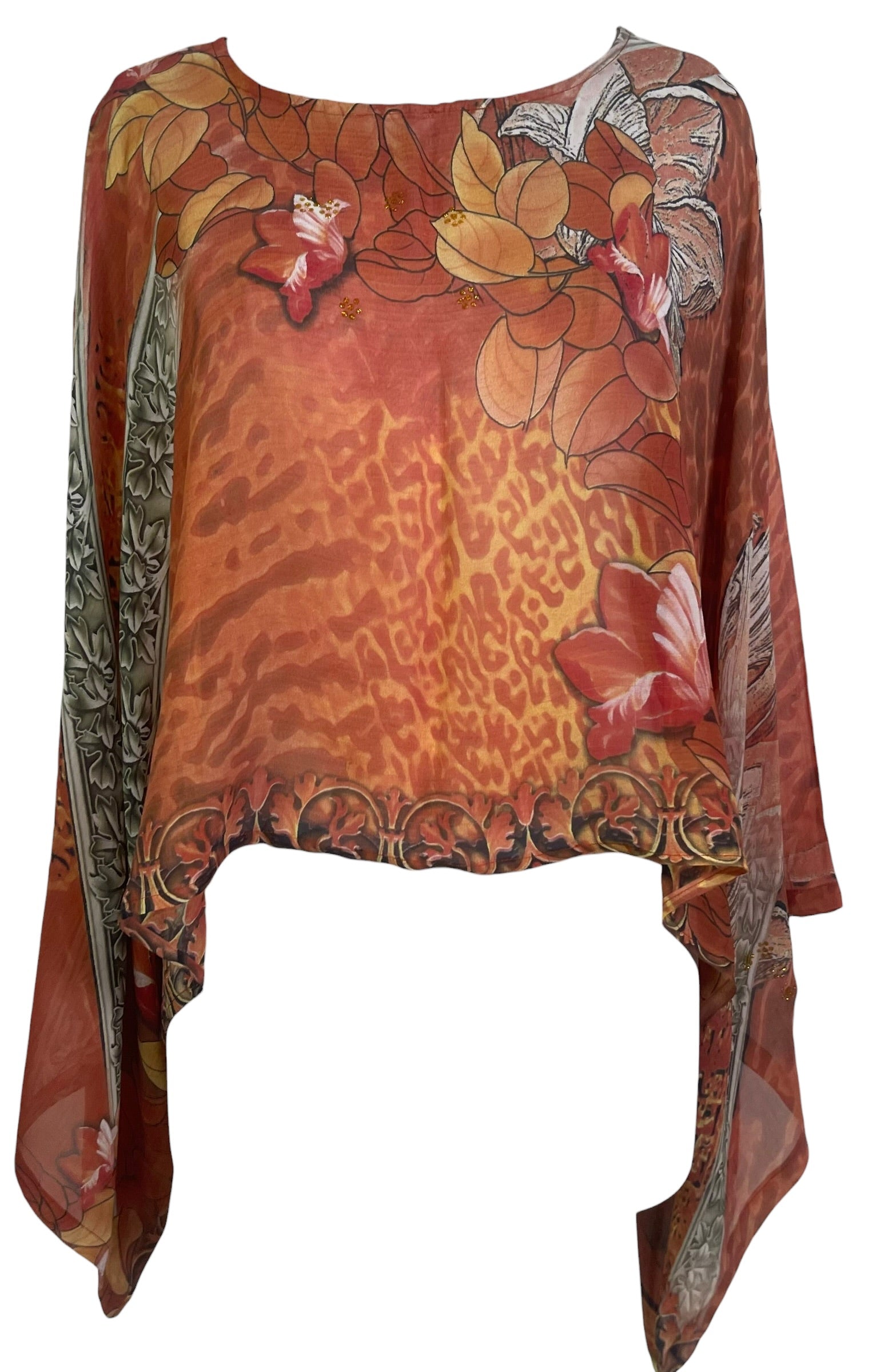 Releases Sunday at 8pm EST PRG9022 Sheer Wabi Sabi Pure Silk Kimono-Sleeved Top