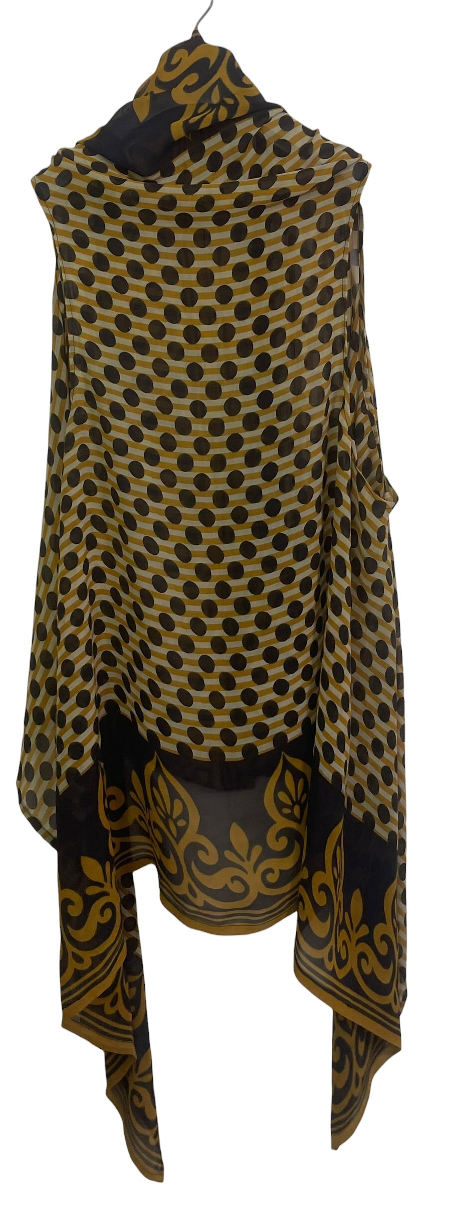 PRG8936 Sheer Avatar Pure Silk Versatile Vest by HOLD – Handmade ethical Vest from sariKNOTsari using upcycled silk. Designed in Canada for travel and slow fashion, loved from Toronto to LA to Sydney. Featuring Zsiska, Bryn Walker and Artisan Leather coats by Rejean Pepin, Pepin designs