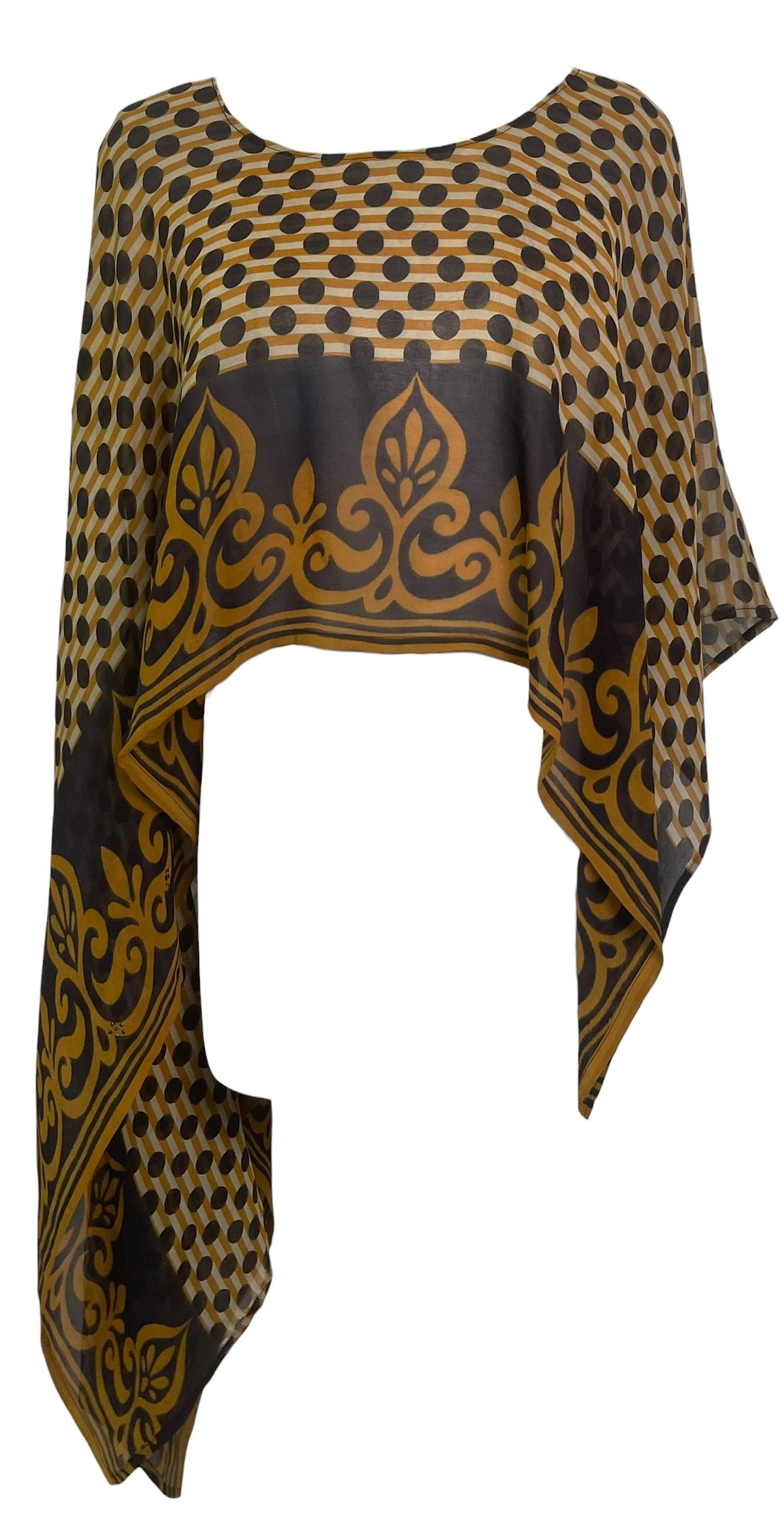 PRG8936 Sheer Avatar Pure Silk Versatile Vest by HOLD – Handmade ethical Vest from sariKNOTsari using upcycled silk. Designed in Canada for travel and slow fashion, loved from Toronto to LA to Sydney. Featuring Zsiska, Bryn Walker and Artisan Leather coats by Rejean Pepin, Pepin designs