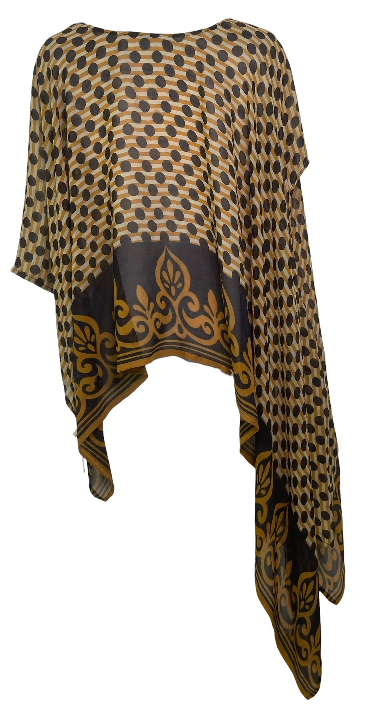 PRG8936 Sheer Avatar Pure Silk Versatile Vest by HOLD – Handmade ethical Vest from sariKNOTsari using upcycled silk. Designed in Canada for travel and slow fashion, loved from Toronto to LA to Sydney. Featuring Zsiska, Bryn Walker and Artisan Leather coats by Rejean Pepin, Pepin designs