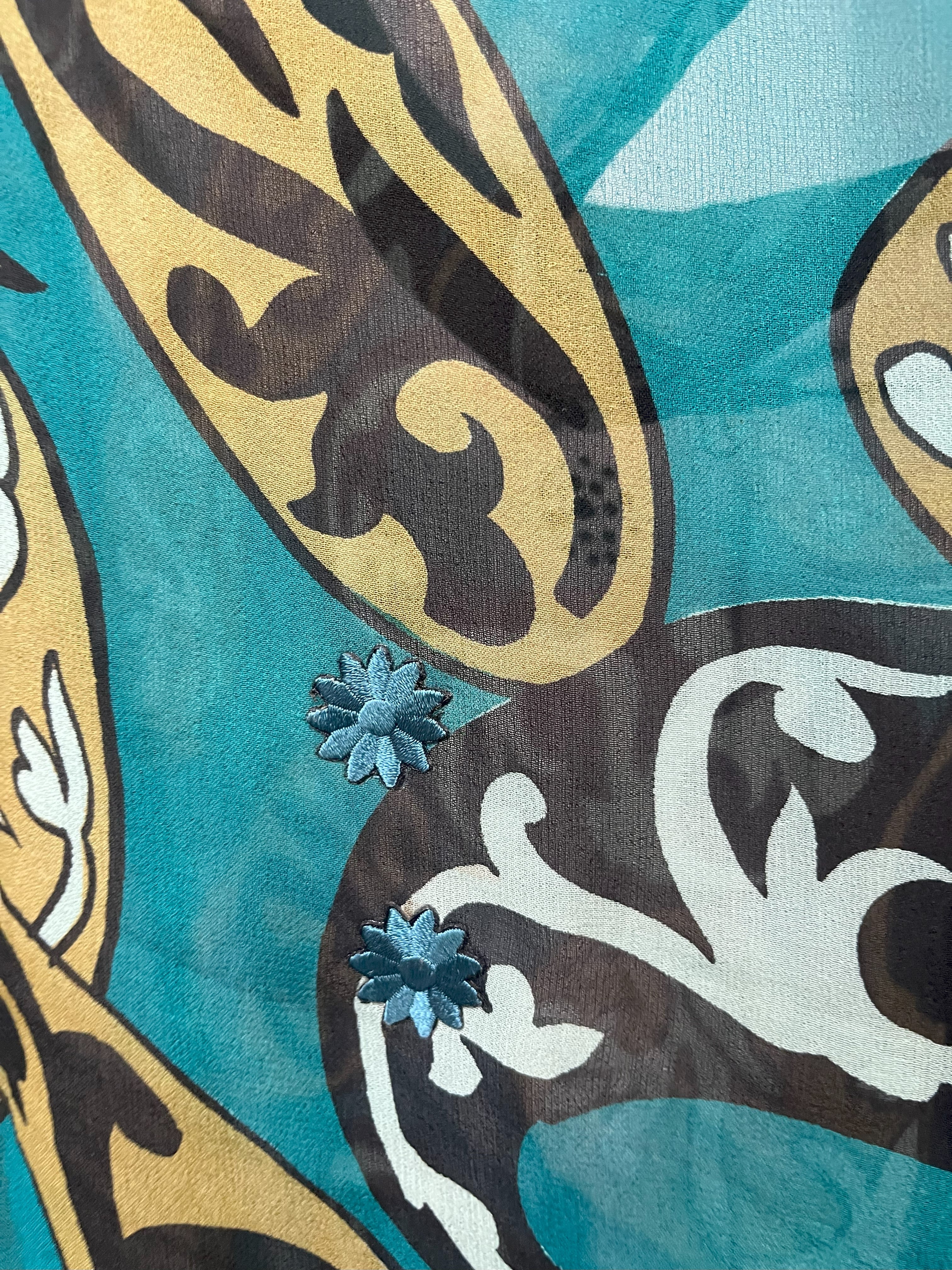 PRG7717 Sheer Wabi Sabi Pure Silk Short Kaftan Tunic with Slits