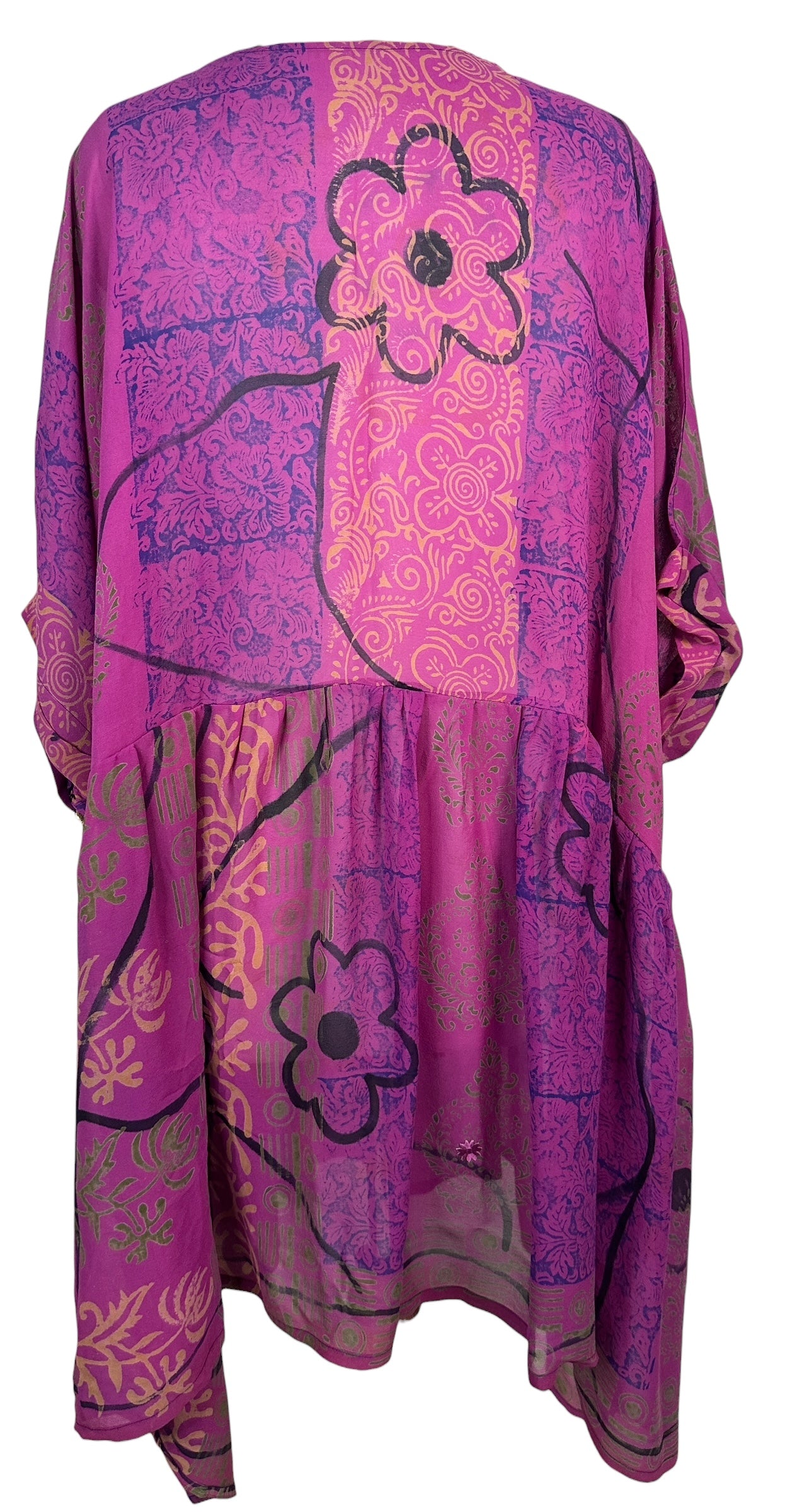 PRG8428 Sheer Wabi Sabi Pure Silk Boxy Babydoll Dress