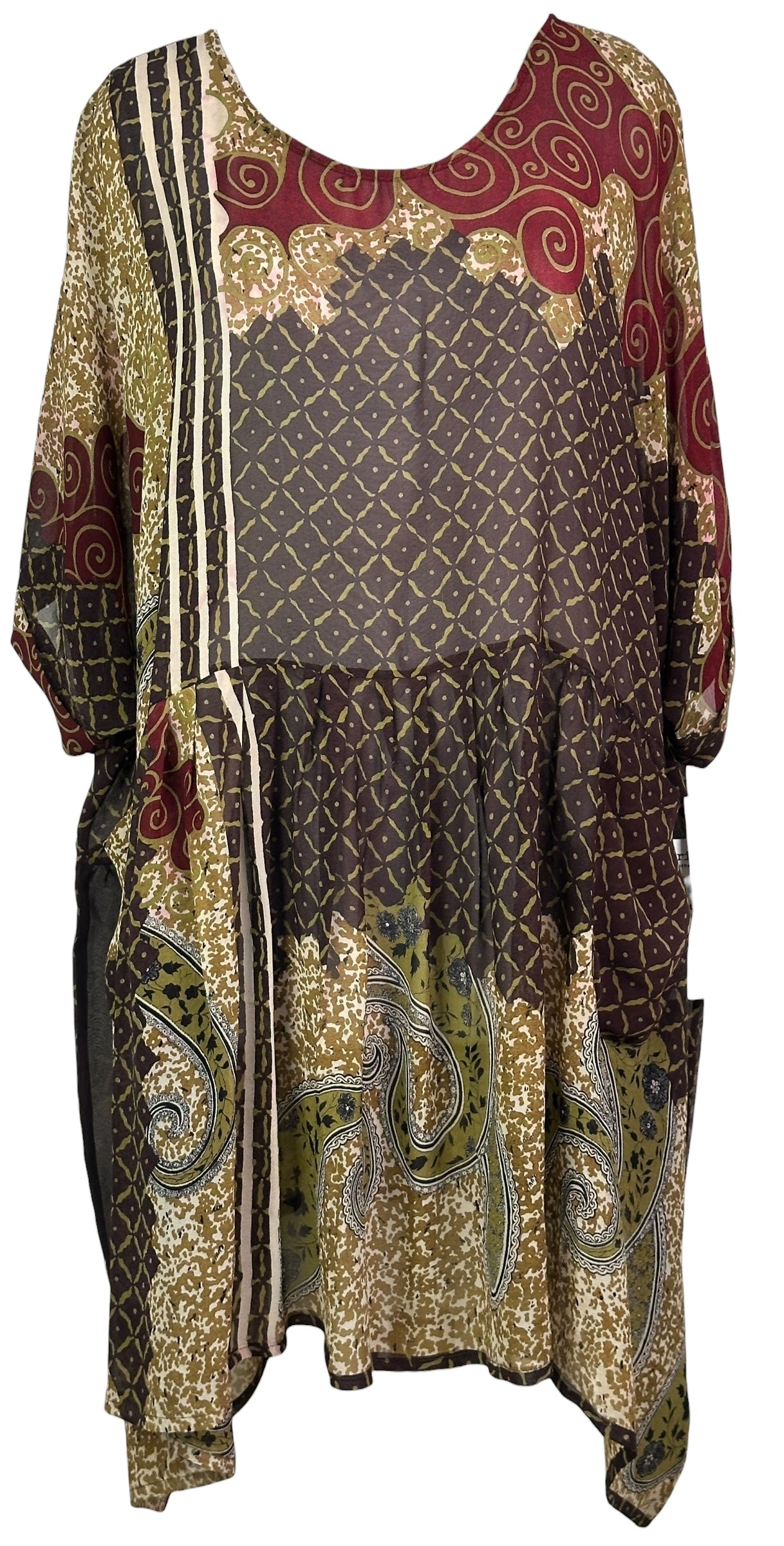 PREVIEW PRG8409 Sheer Wabi Sabi Pure Silk Boxy Babydoll Dress by FEBRUARY2026 – Handmade ethical Boxy Babydoll Dress from sariKNOTsari using upcycled silk. Designed in Canada for travel and slow fashion, loved from Toronto to LA to Sydney.