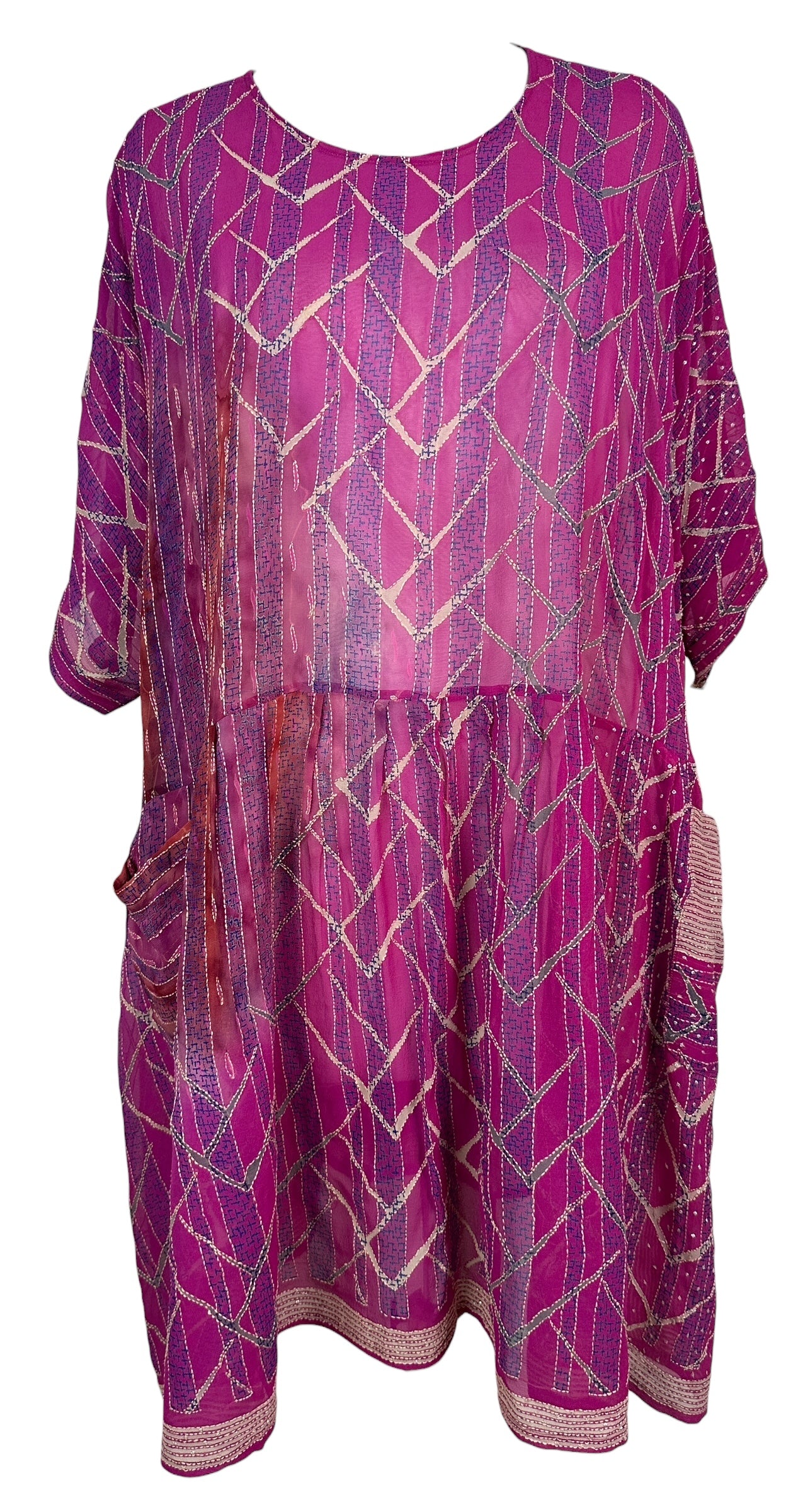 PRG8414 Sheer Wabi Sabi Pure Silk Boxy Babydoll Dress