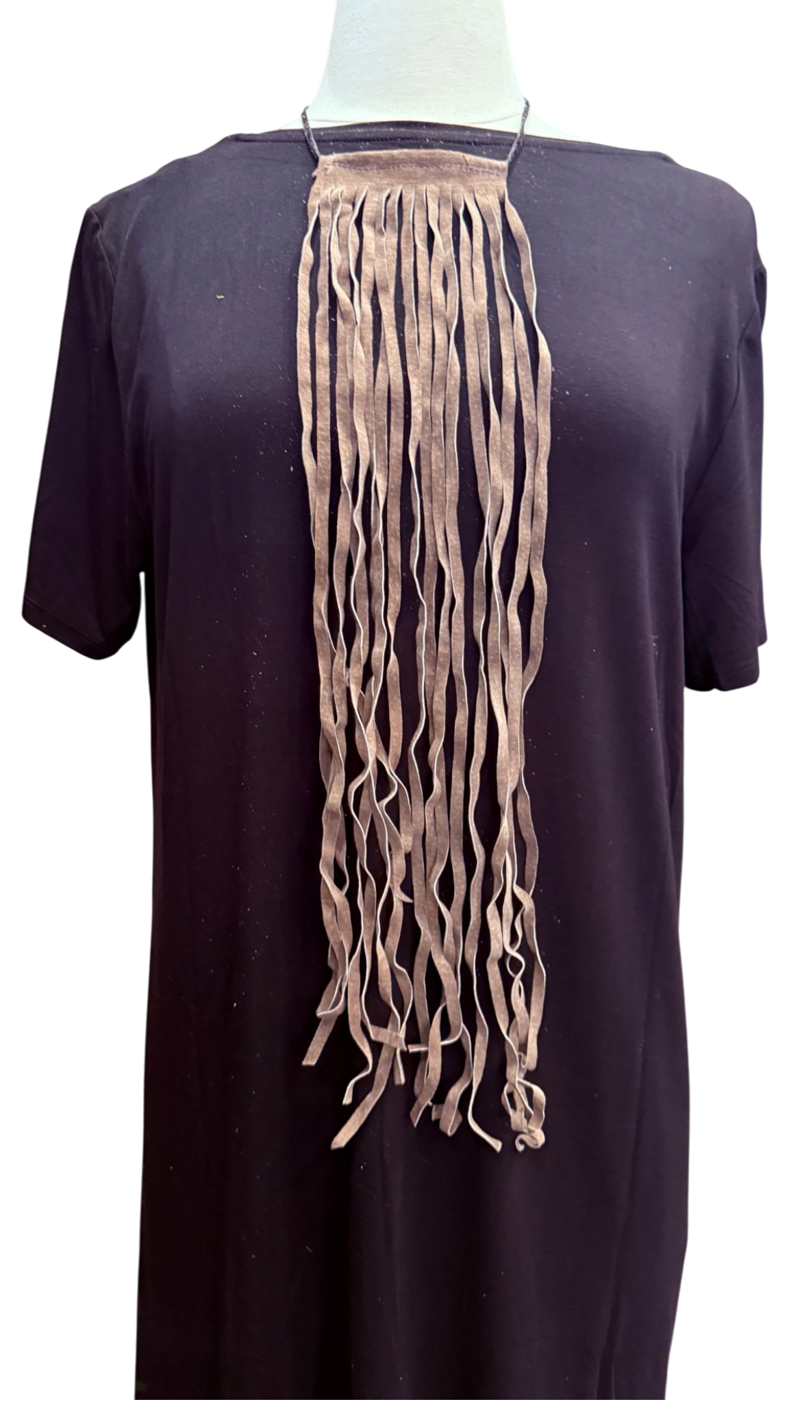 Taupe Suede Fringe Tie 20"