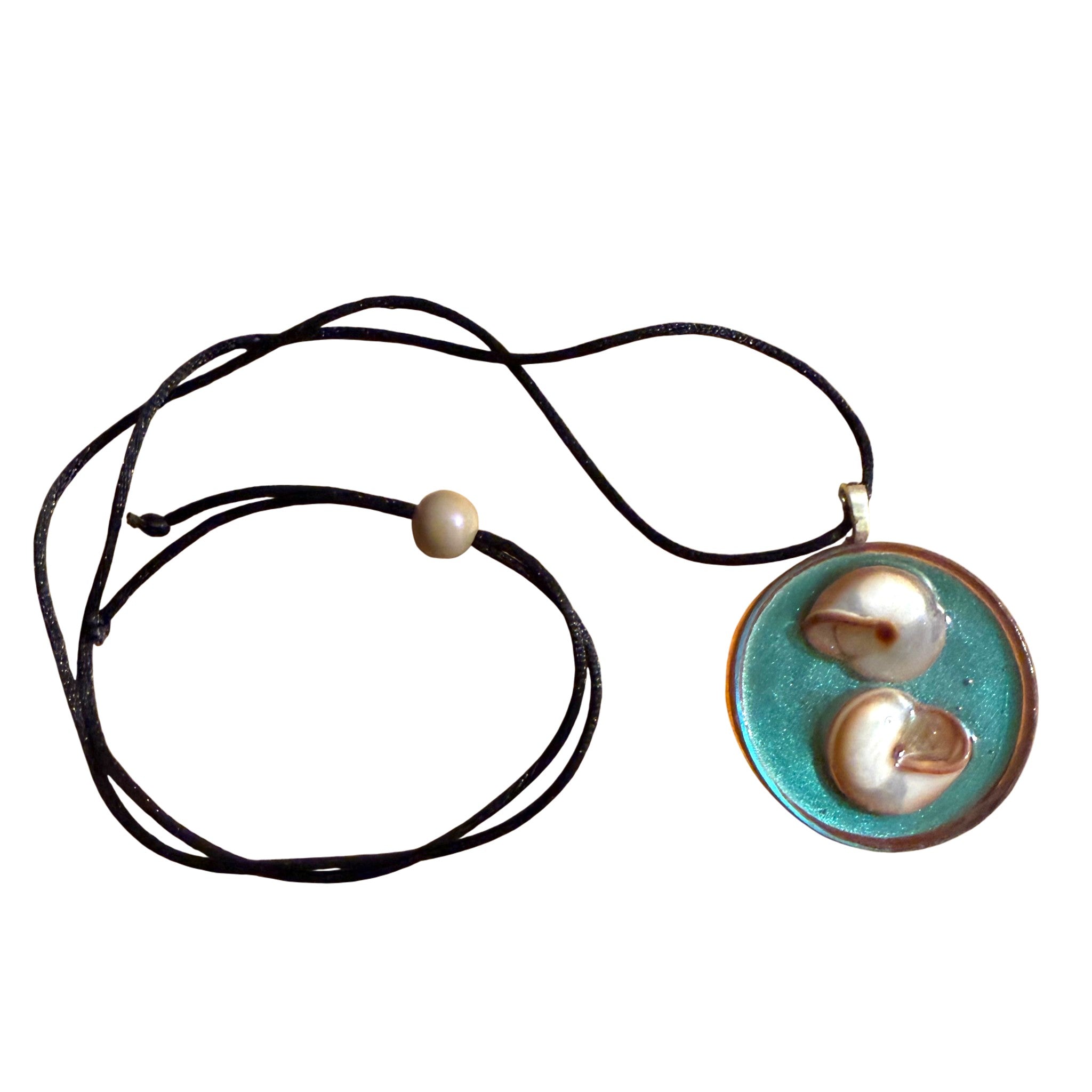 Green Chameleon Duo Shell  Pendant
