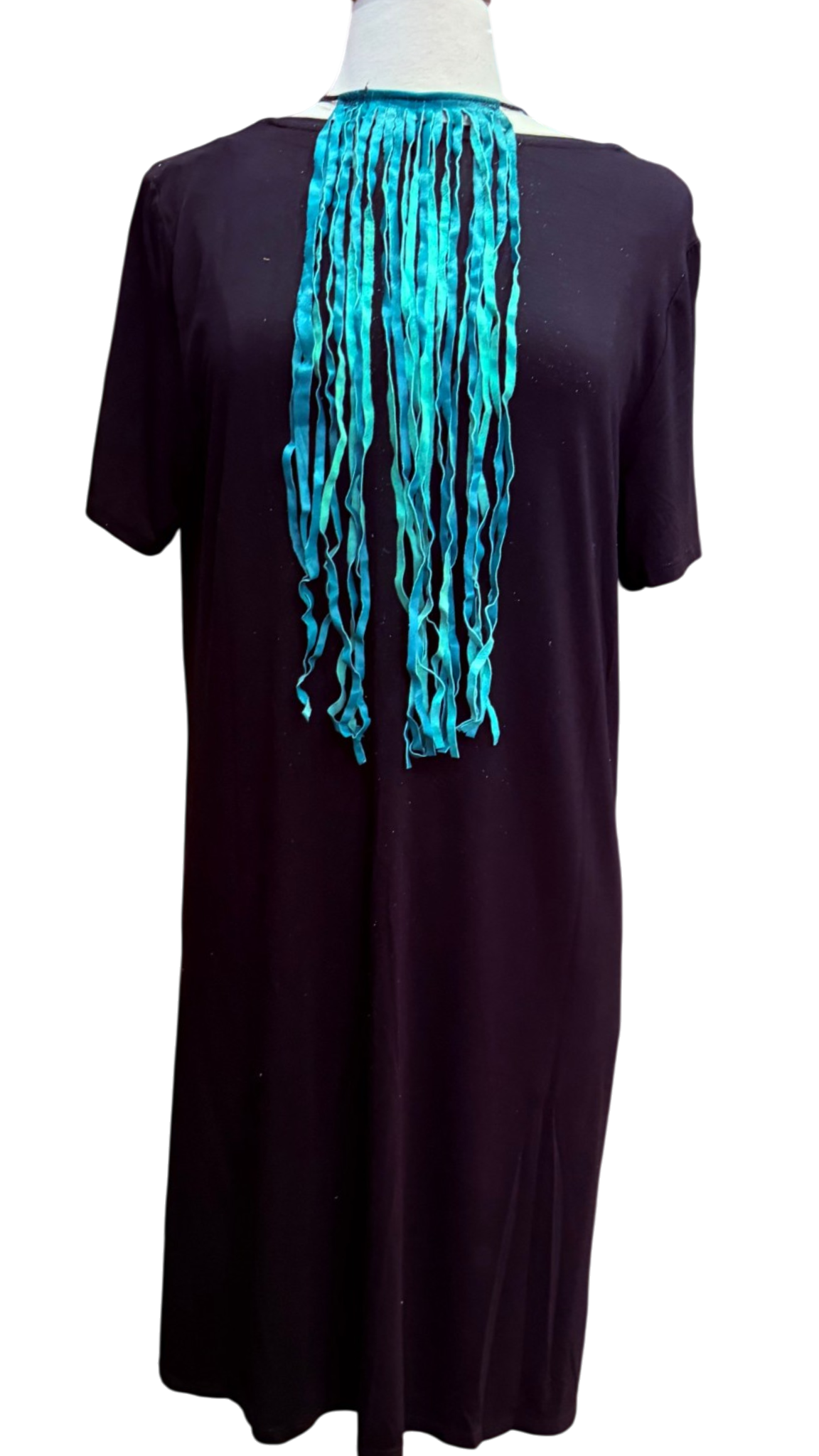 Emerald Green Leather Fringe Tie 18"
