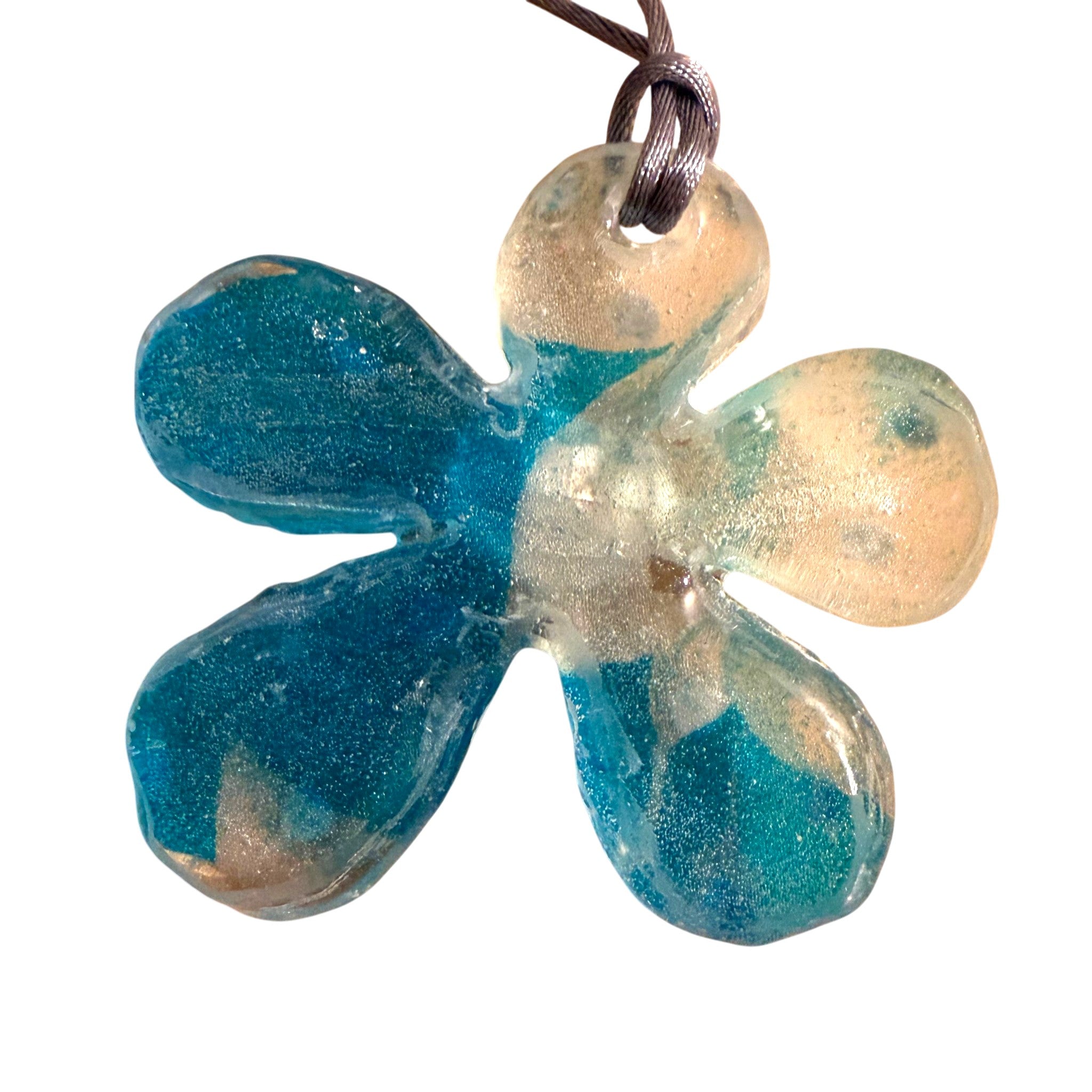 Polka Dot Turquiose Flower Pendant