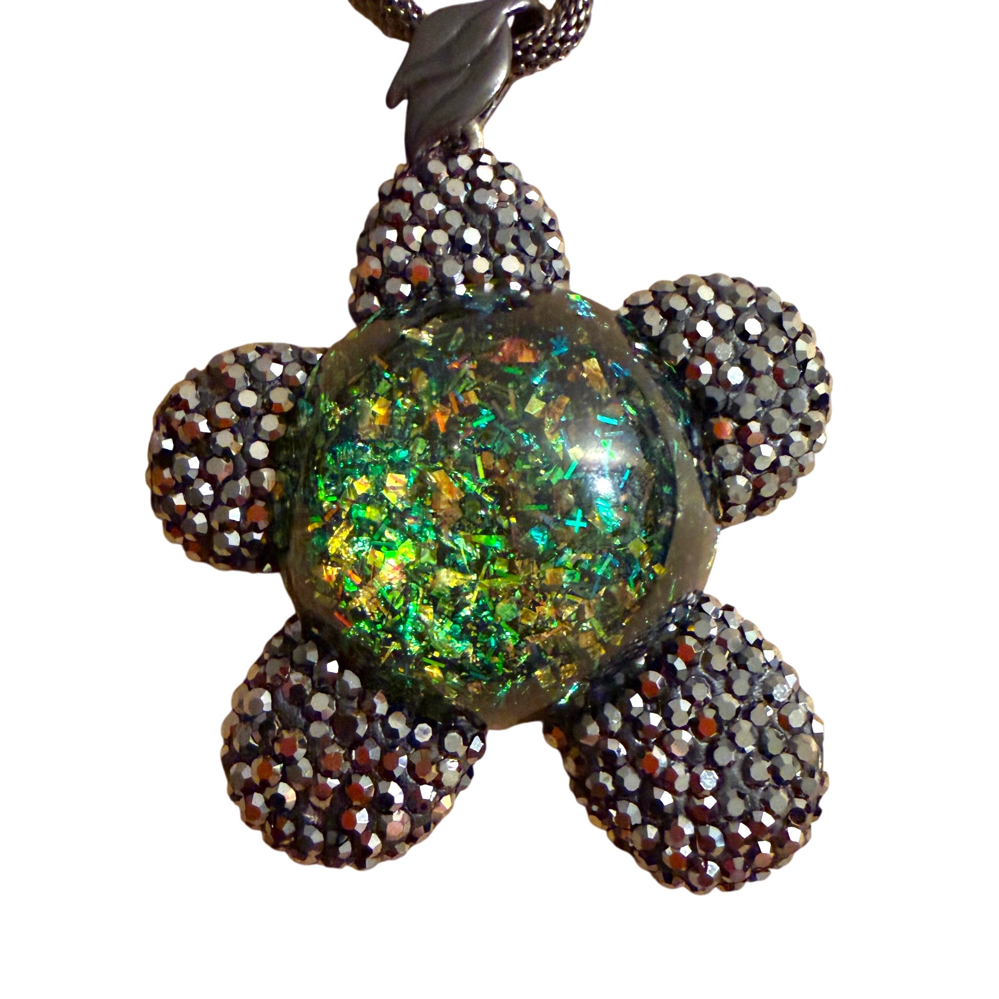 Green Sparkle Dome Austrian Crystal Flower Pendant