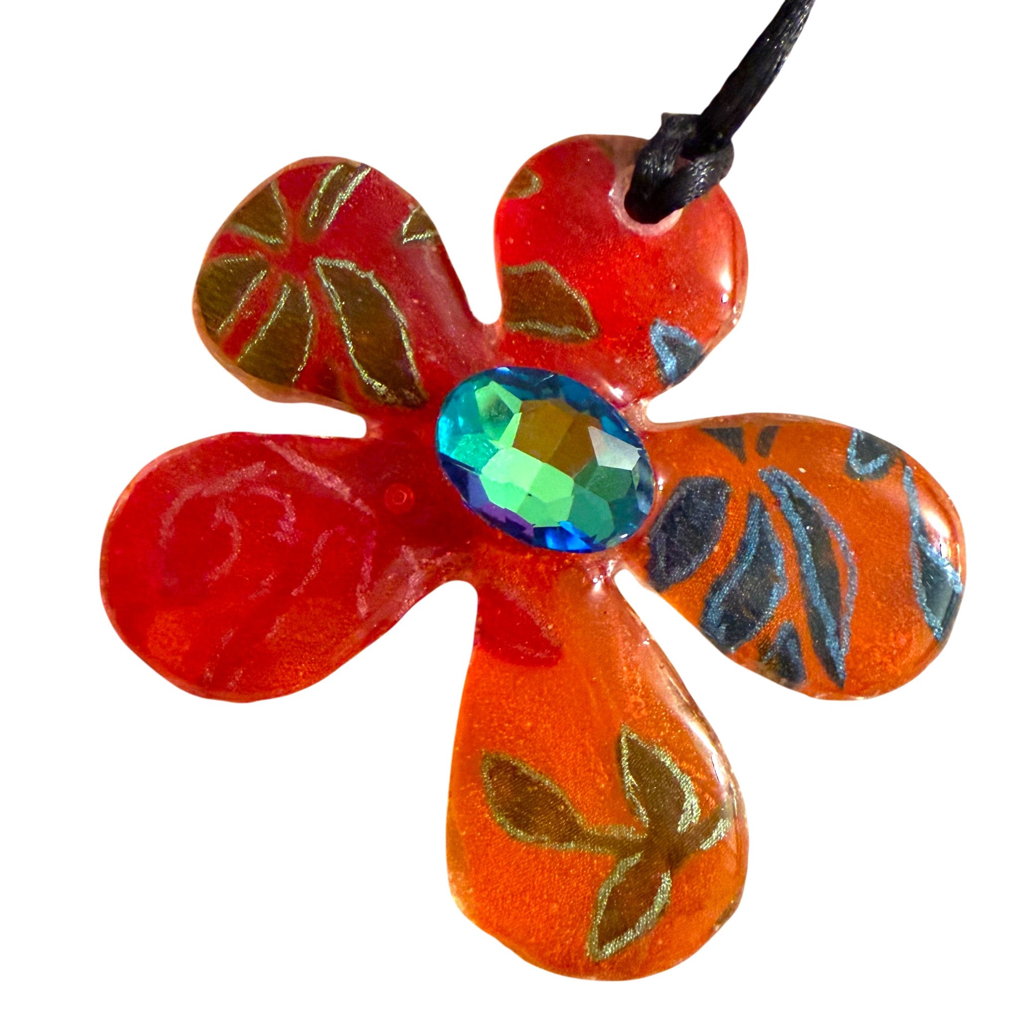 Red Silk Flower Pendant