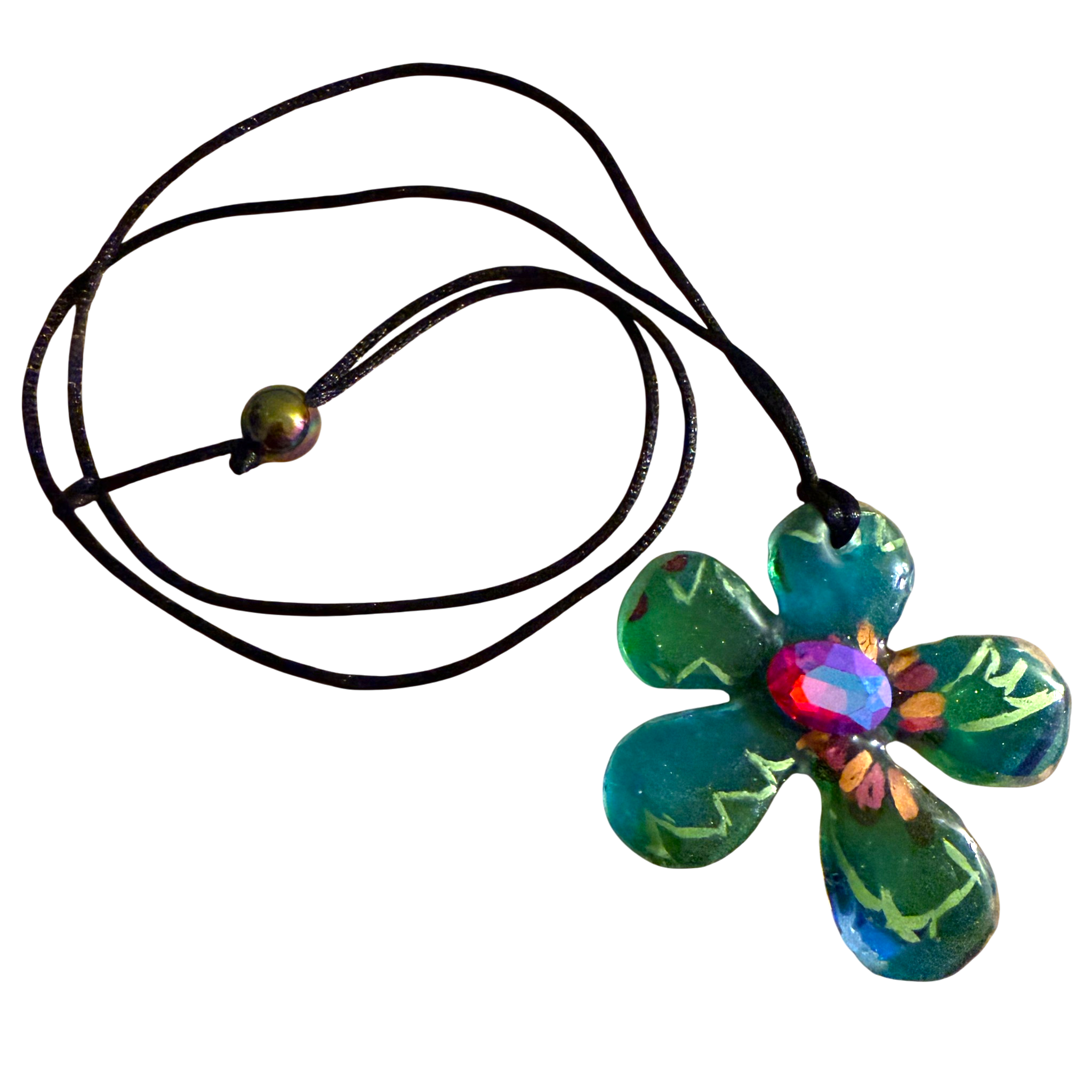 Green Silk Flower Pendant