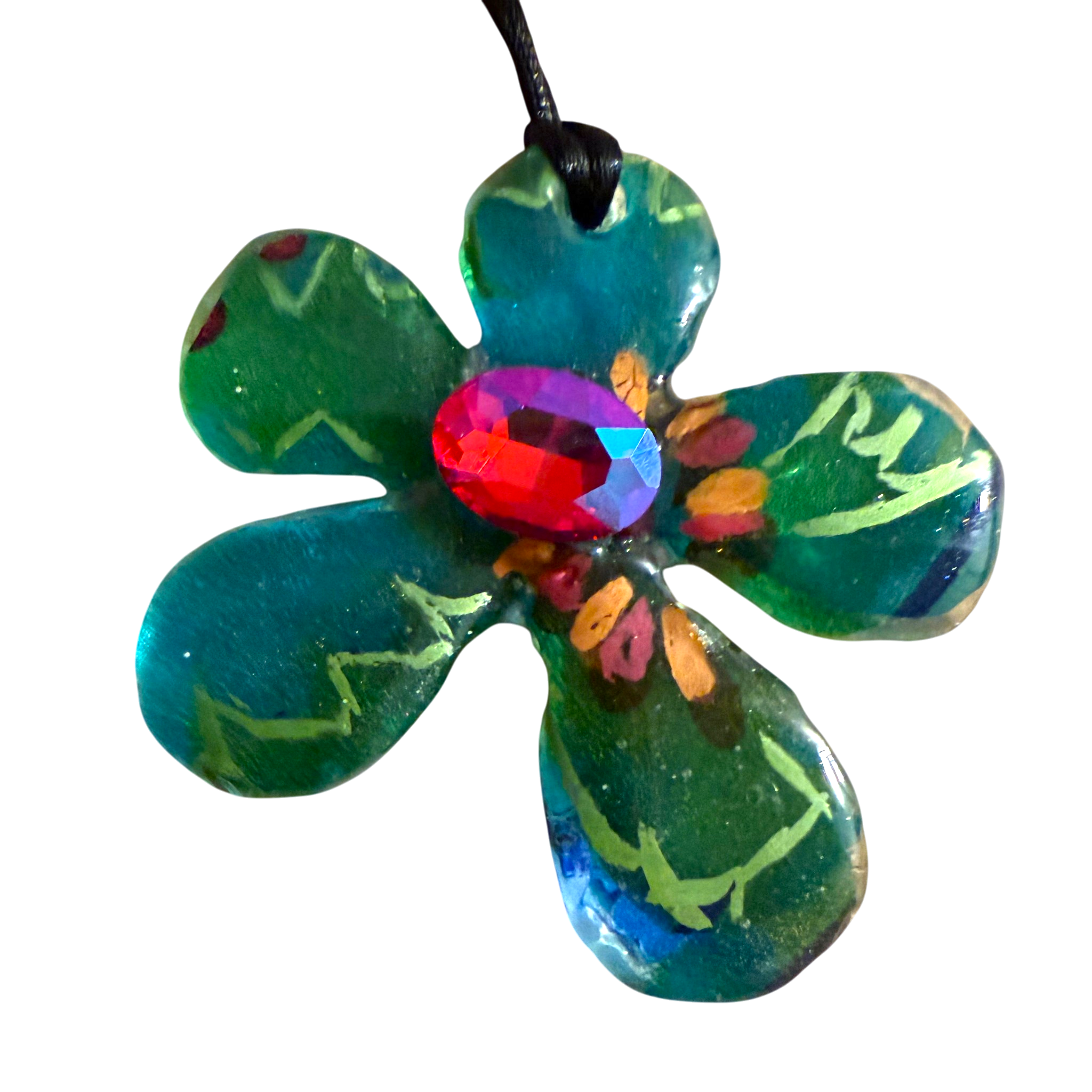 Green Silk Flower Pendant