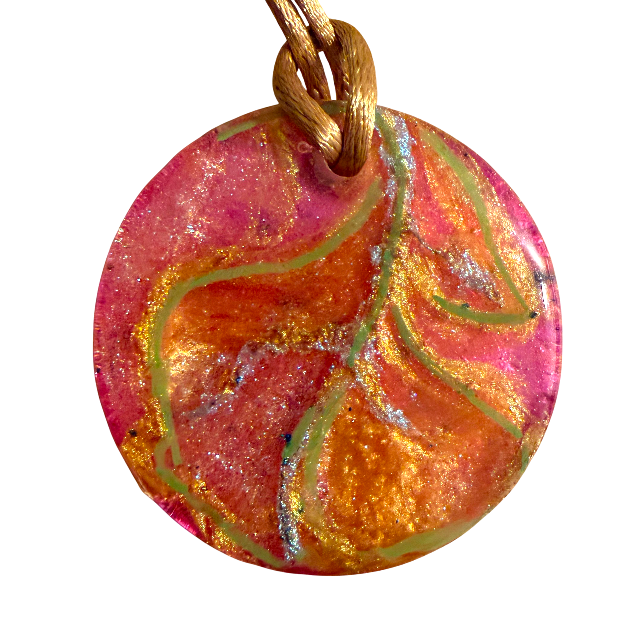 Pink and Gold Leaf Pendant