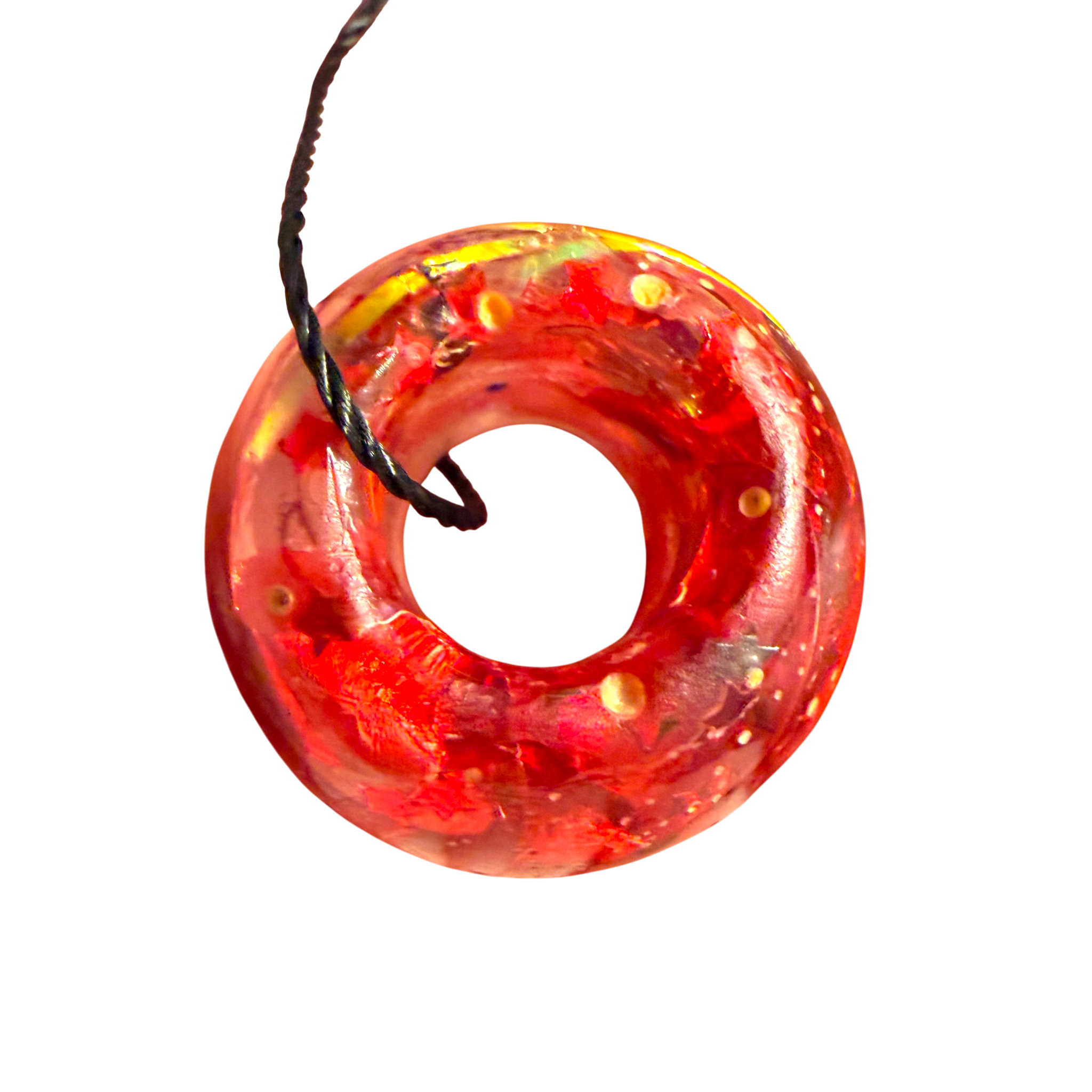 Red & Gold Ribbon Focal Bead