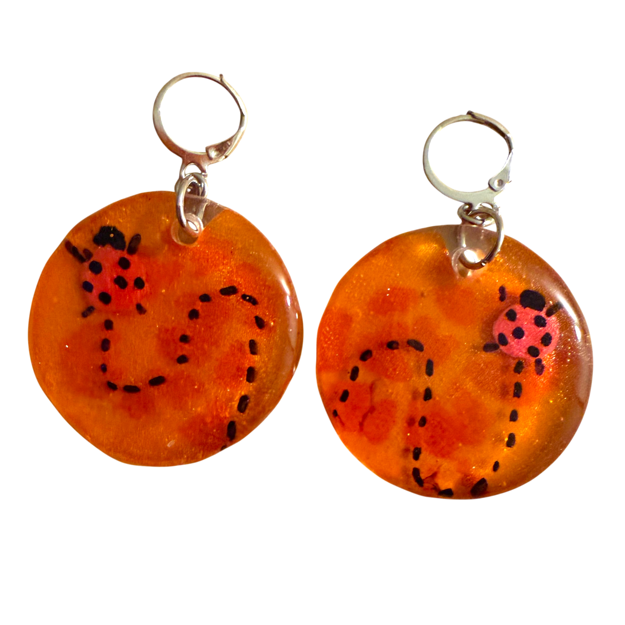 Ladybug's Journey in Resin Earrings