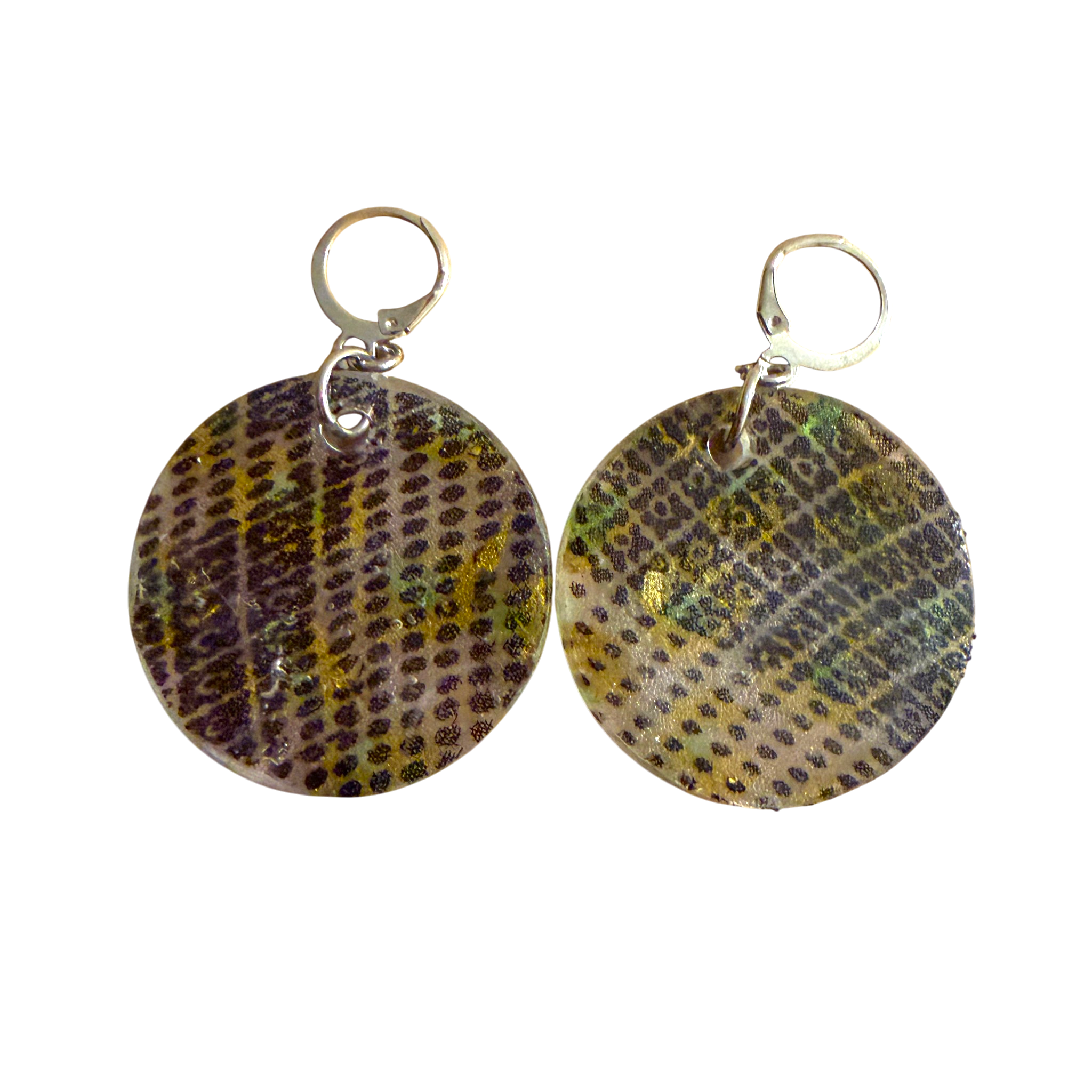 Chartreuse Leopard Silk in Resin Earrings