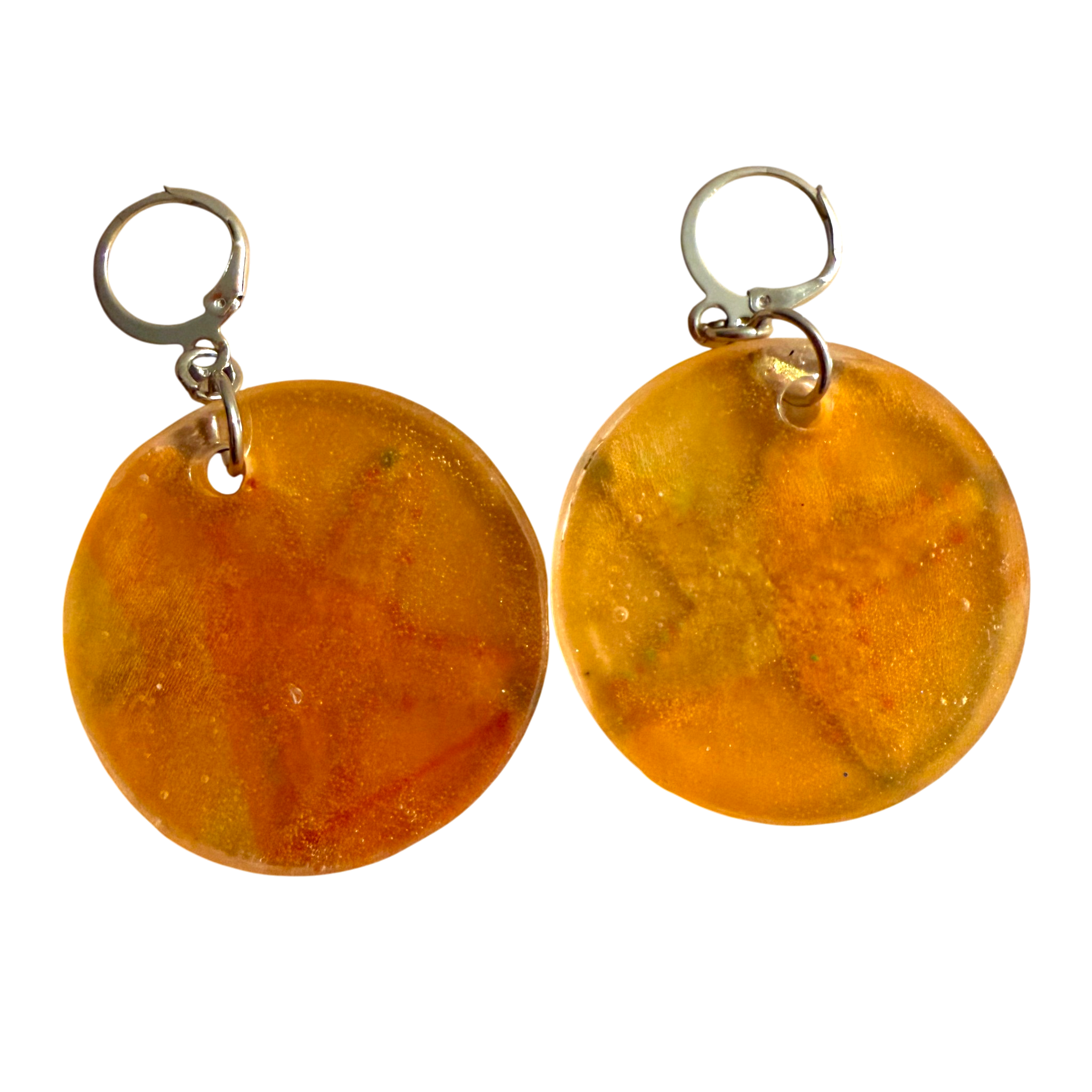 Gold Starfish Silk in Resin Earrings