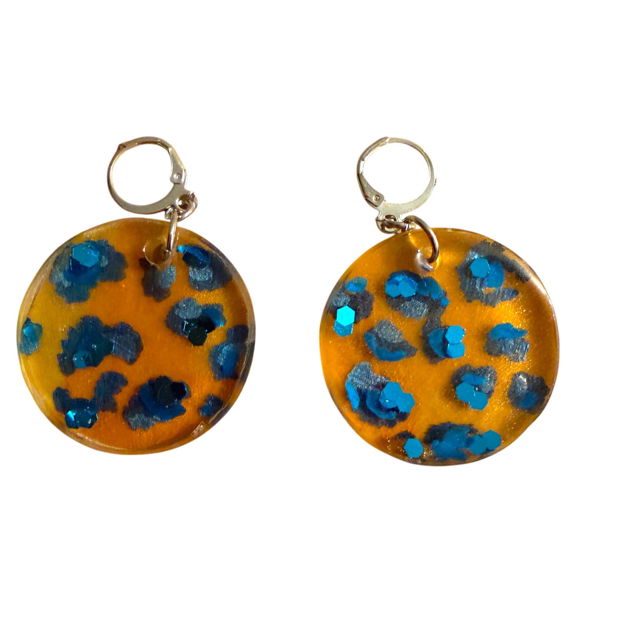 Yellow Leopard Silk in Resin Earrings