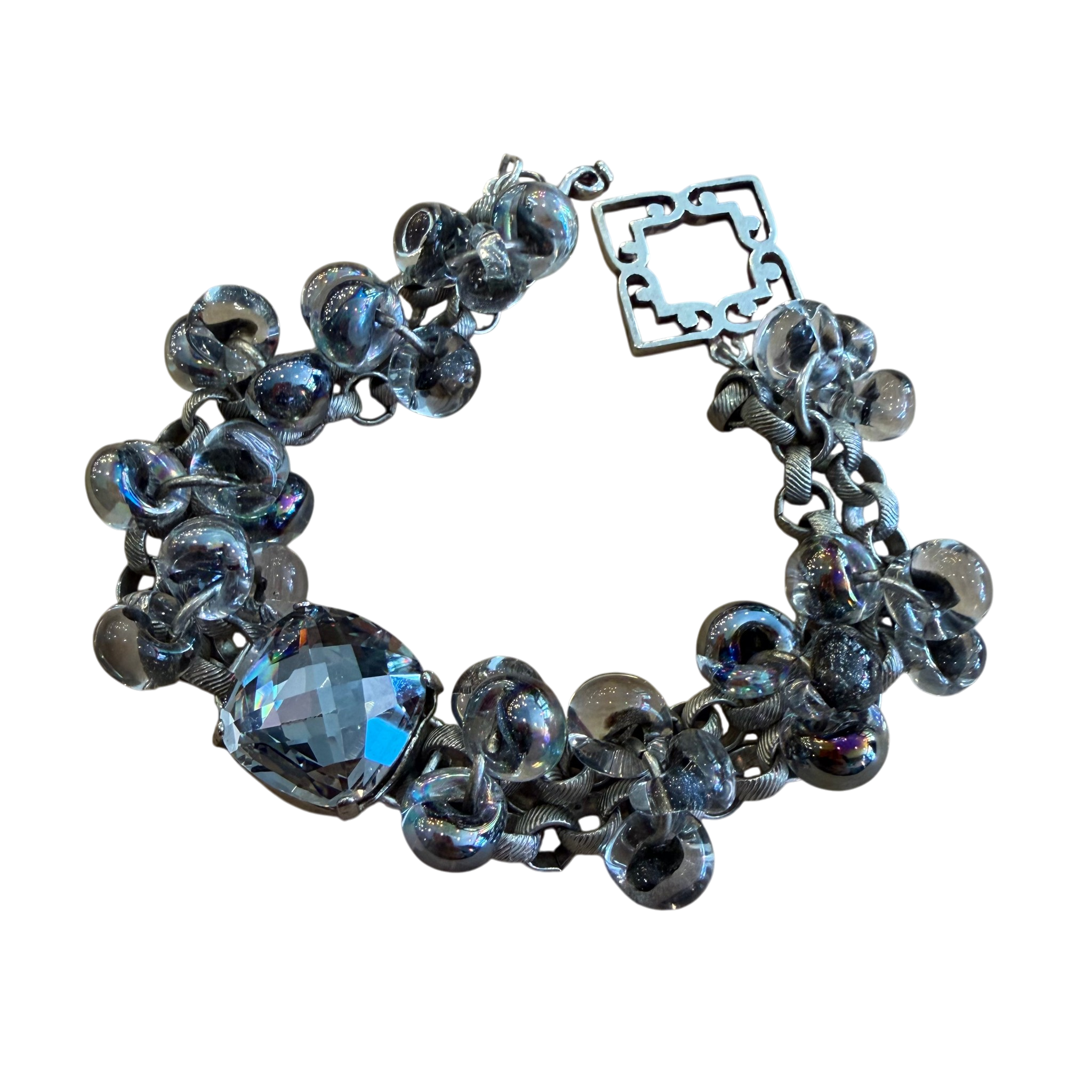 Smoke and Sparkle Glass Bracelet