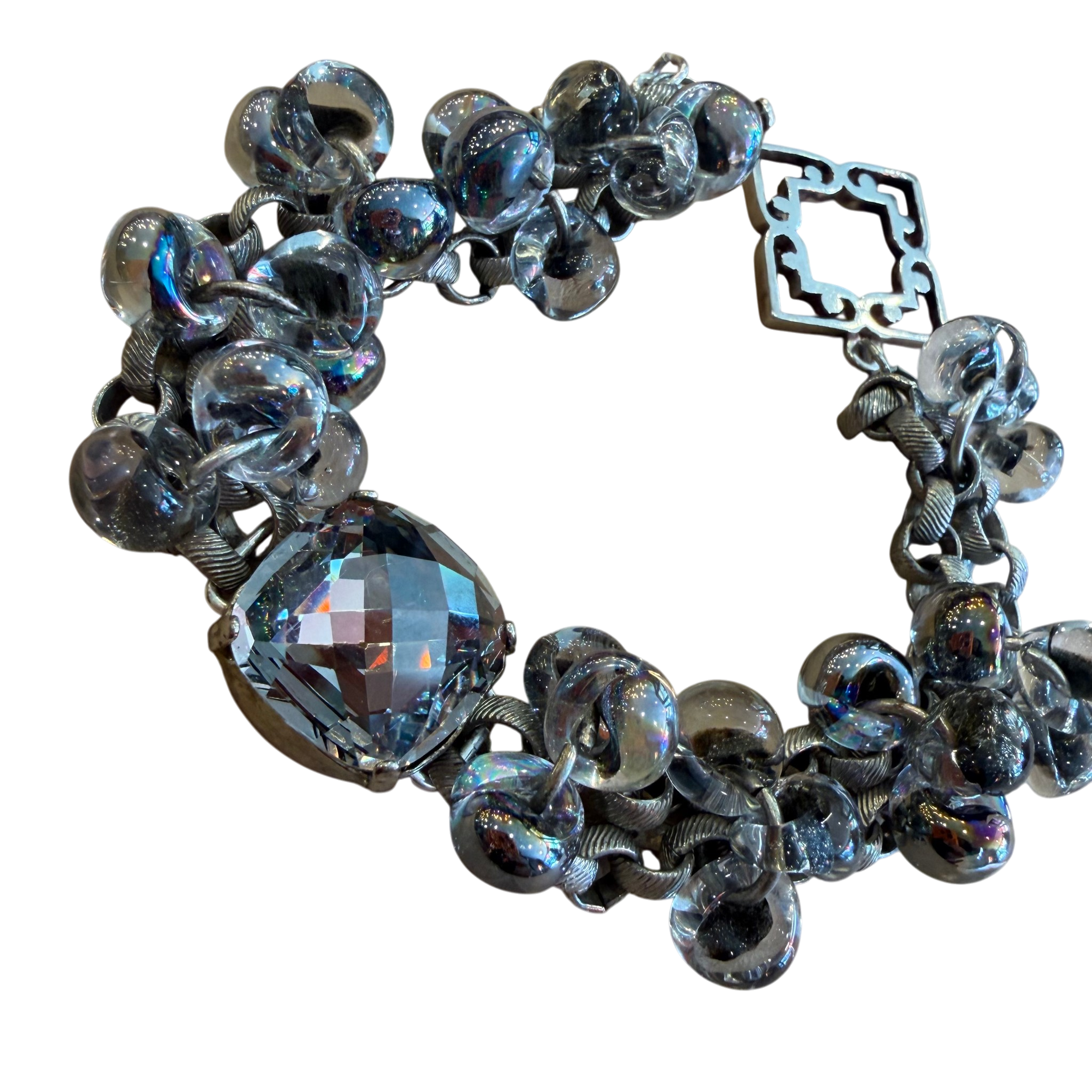 Smoke and Sparkle Glass Bracelet