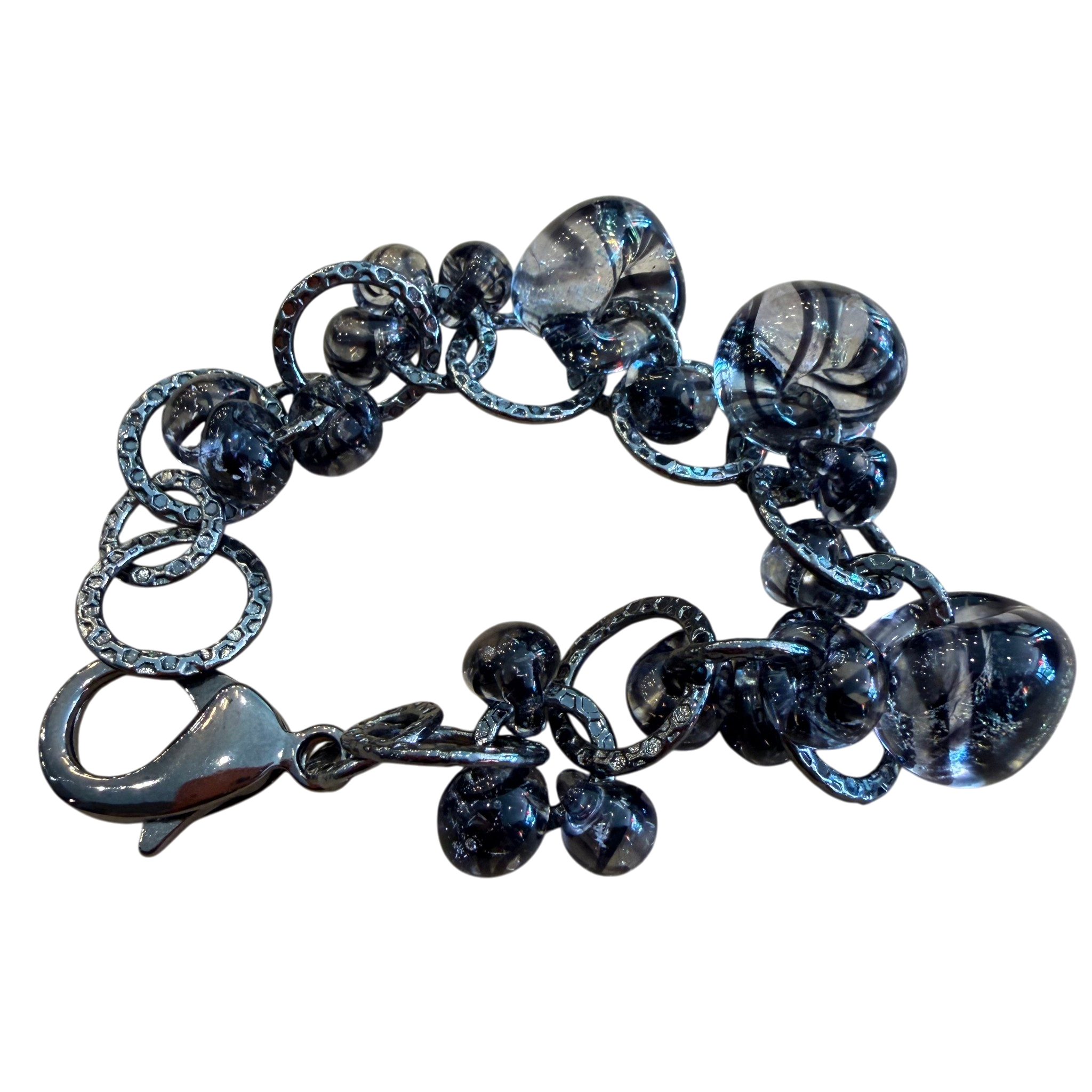Black Licorice Twist Glass Bracelet