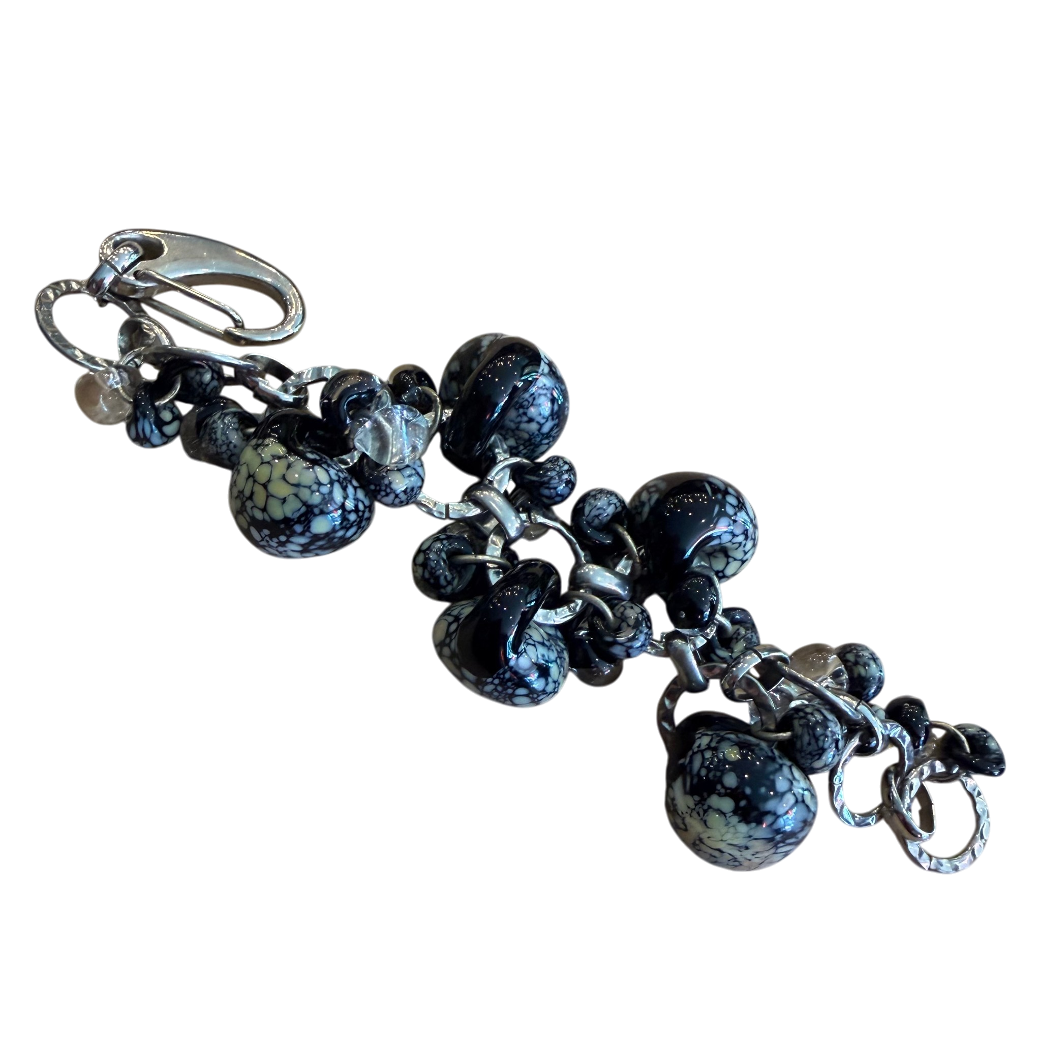 Black Leopard Spotted Glass Bracelet