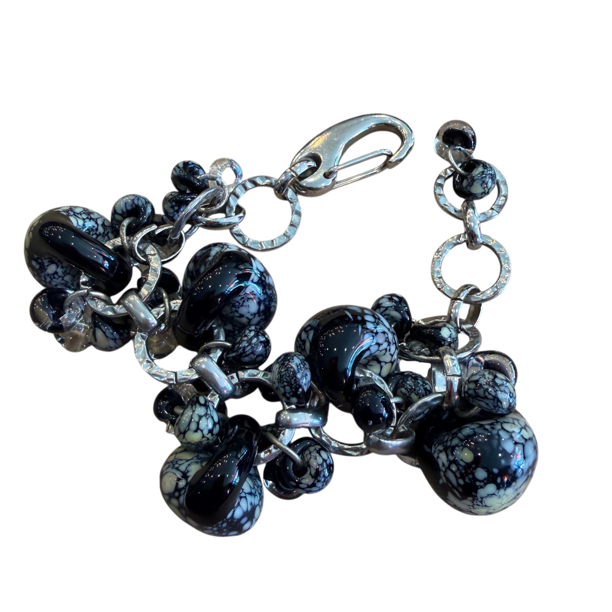 Black Leopard Spotted Glass Bracelet