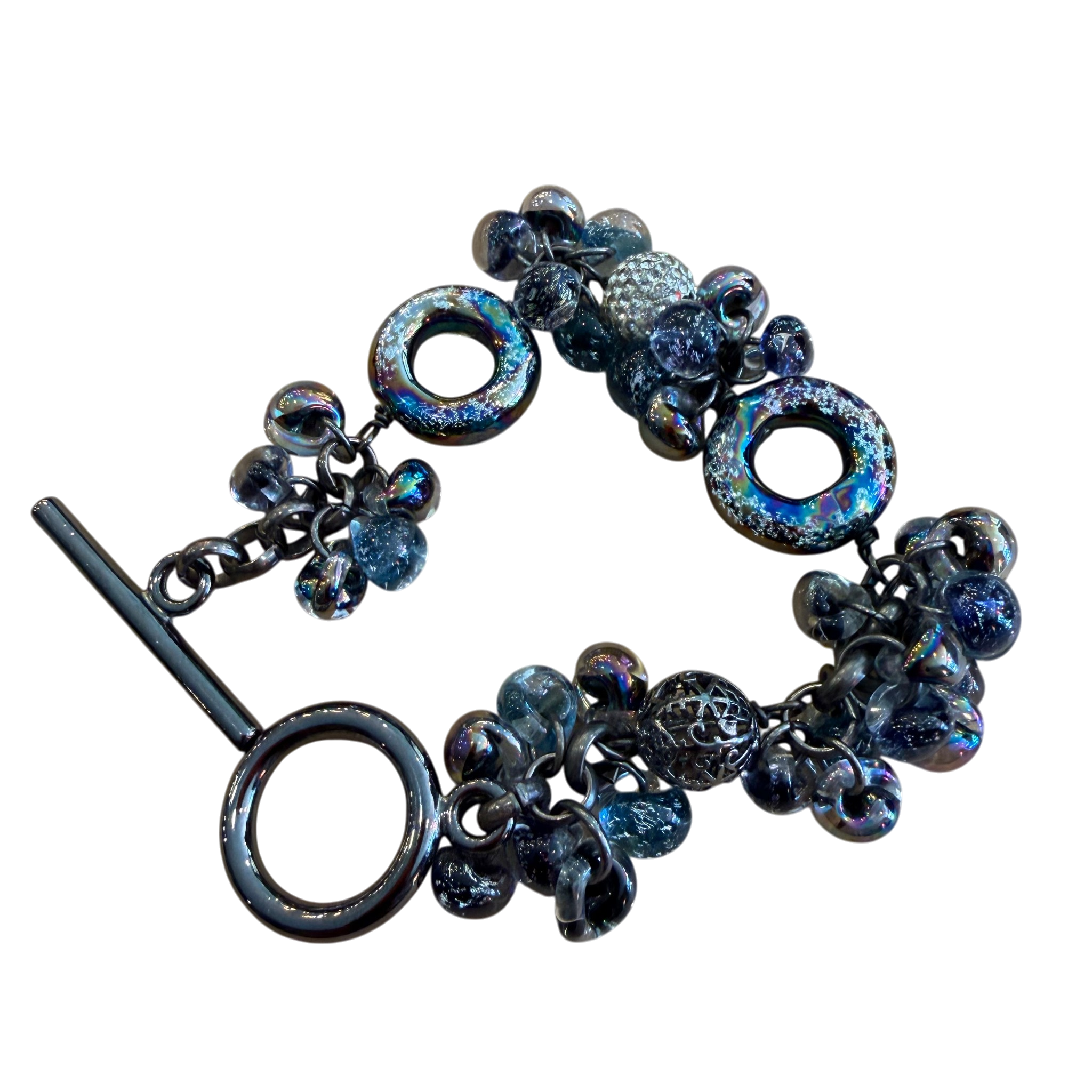 Opalescent Blue Glass Bracelet