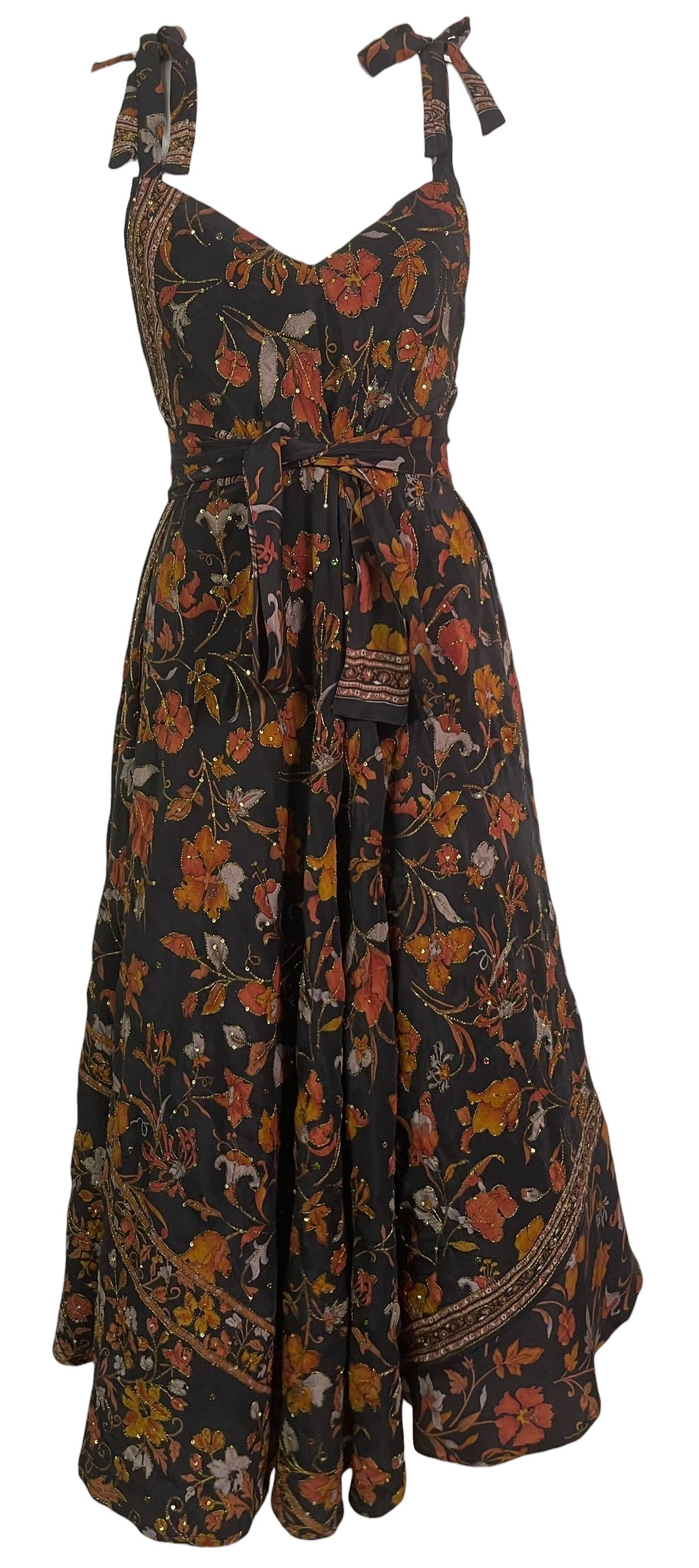 PRC8988 Avatar Pure Silk Maxi Dress with Belt