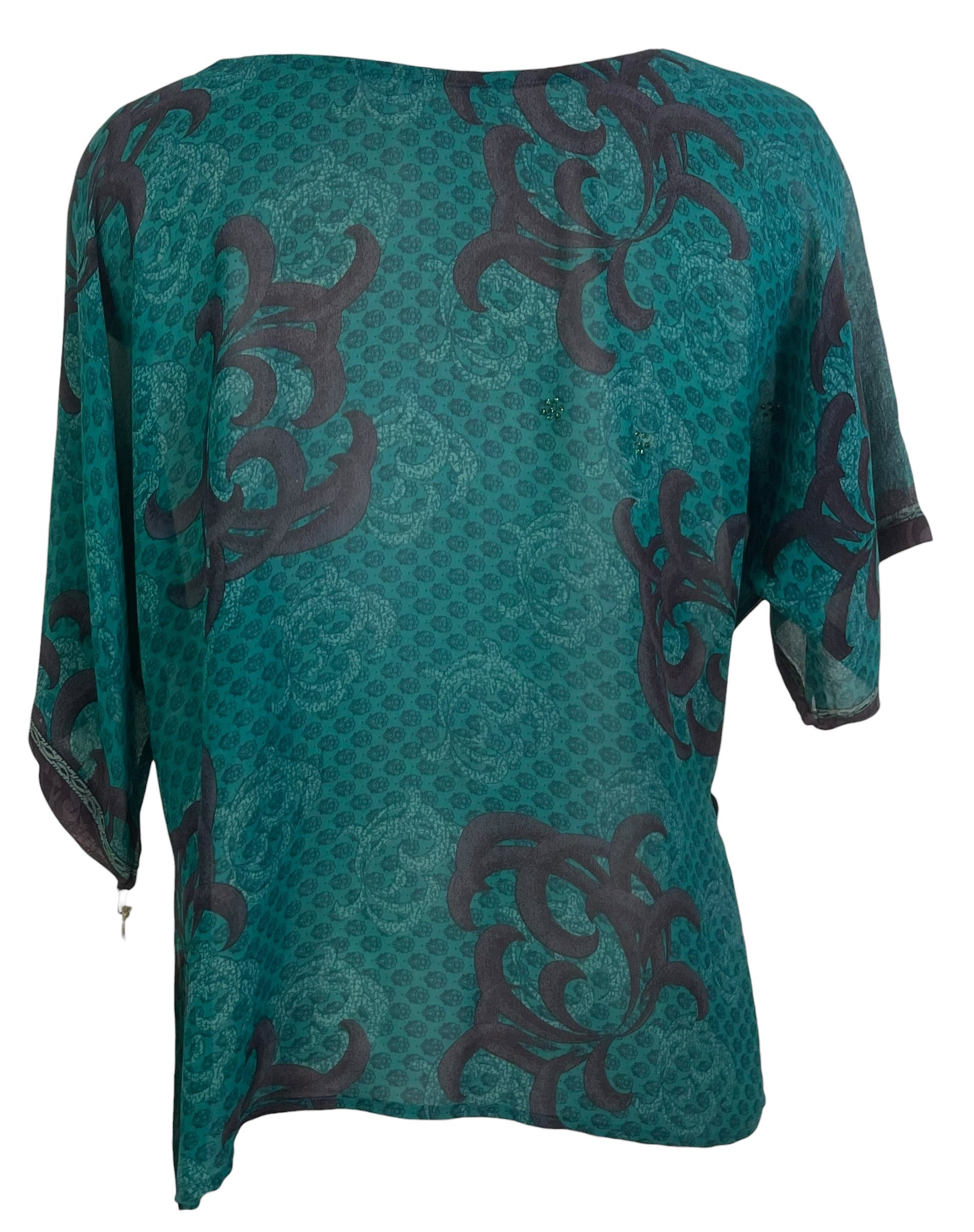 PRG8962 Sheer Wabi Sabi Pure Silk Side Slit Top