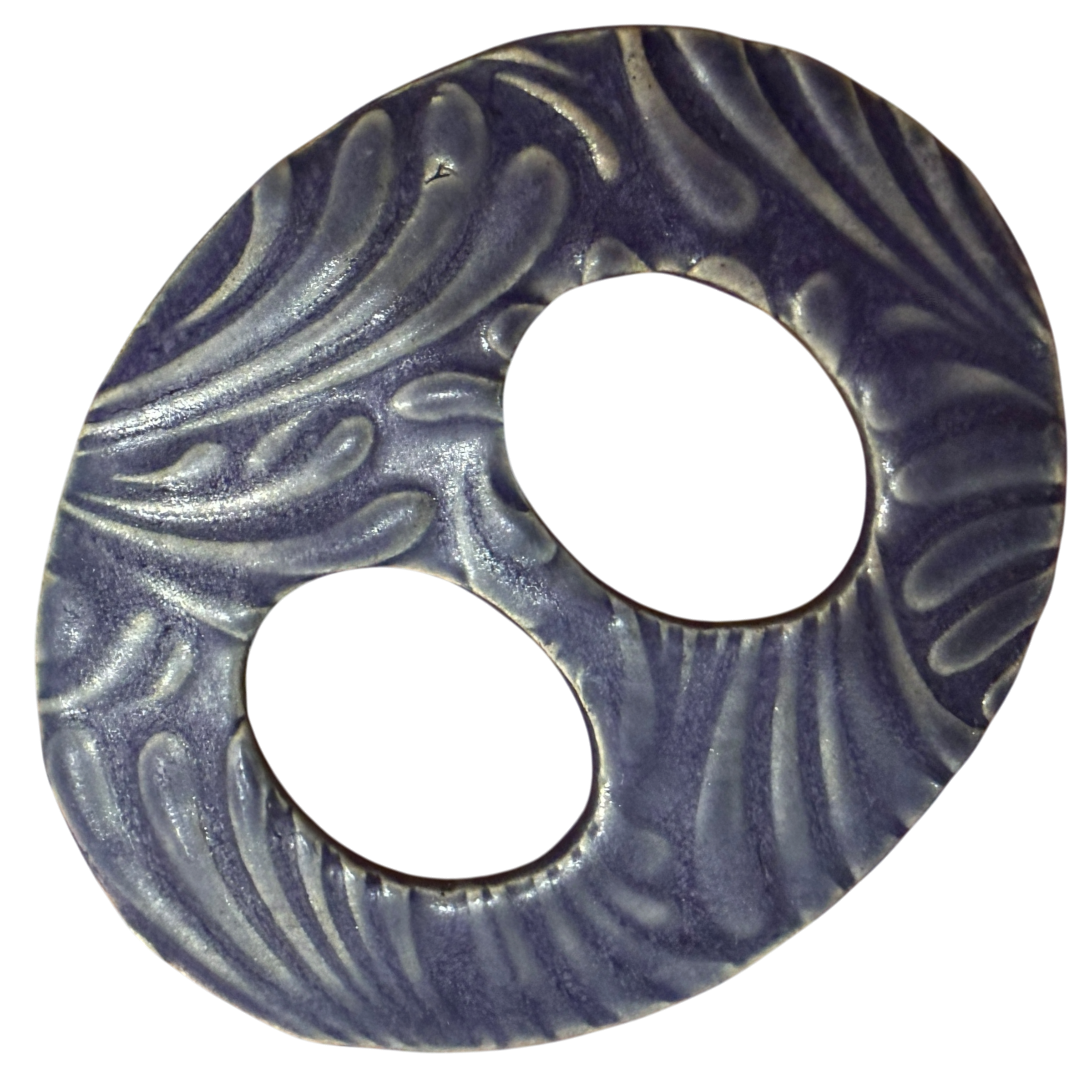 Midnight Blue Acanthus Leaves Ceramic Scarf Ring