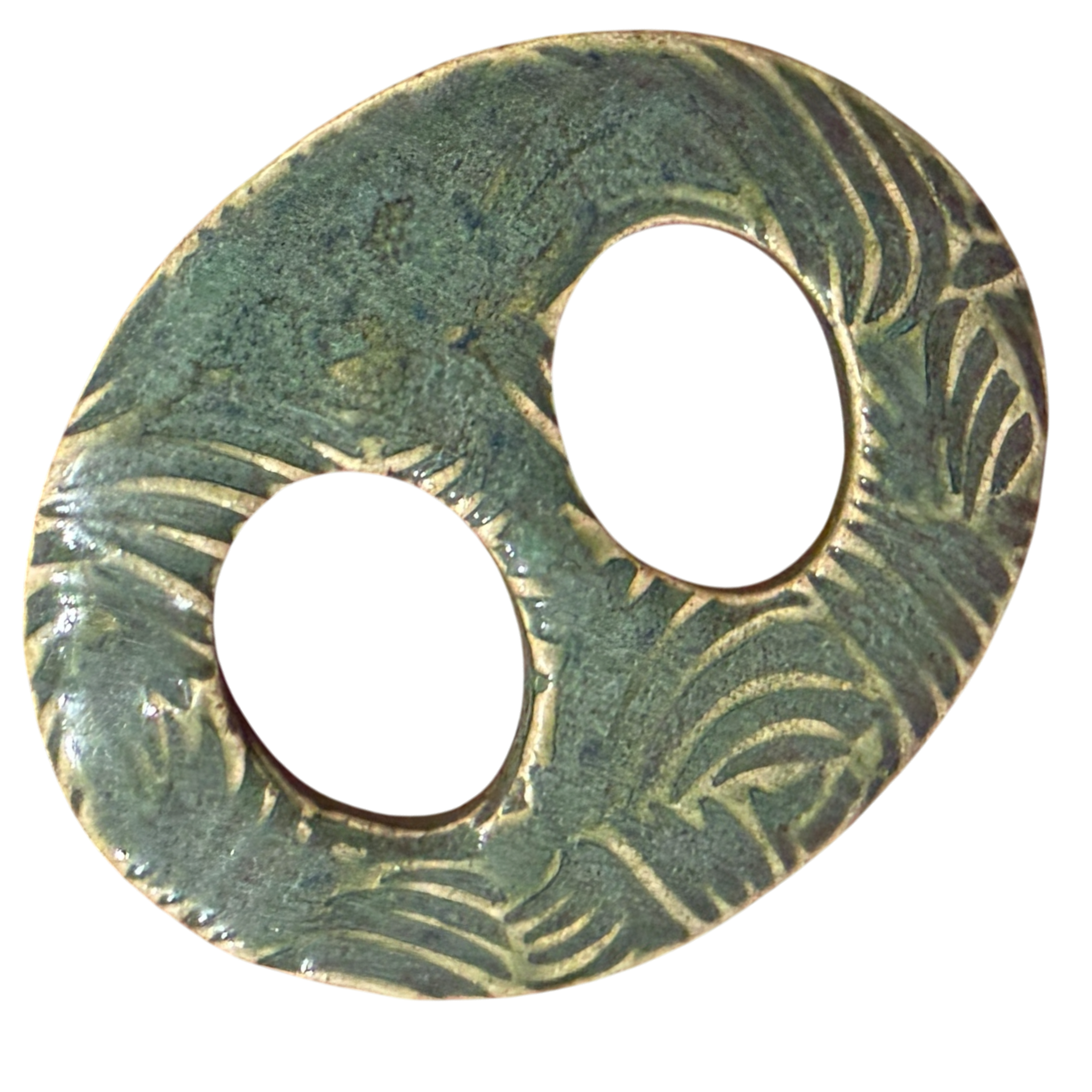 Seafoam Green Leaves Ceramic Scarf Ring