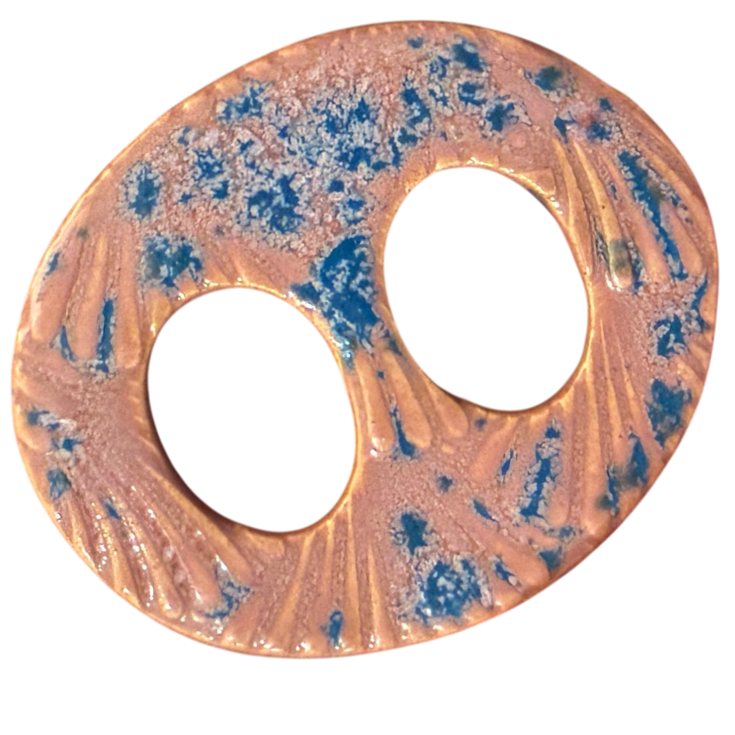 Dusty Rose with Blue Speckles Ceramic Scarf Ring