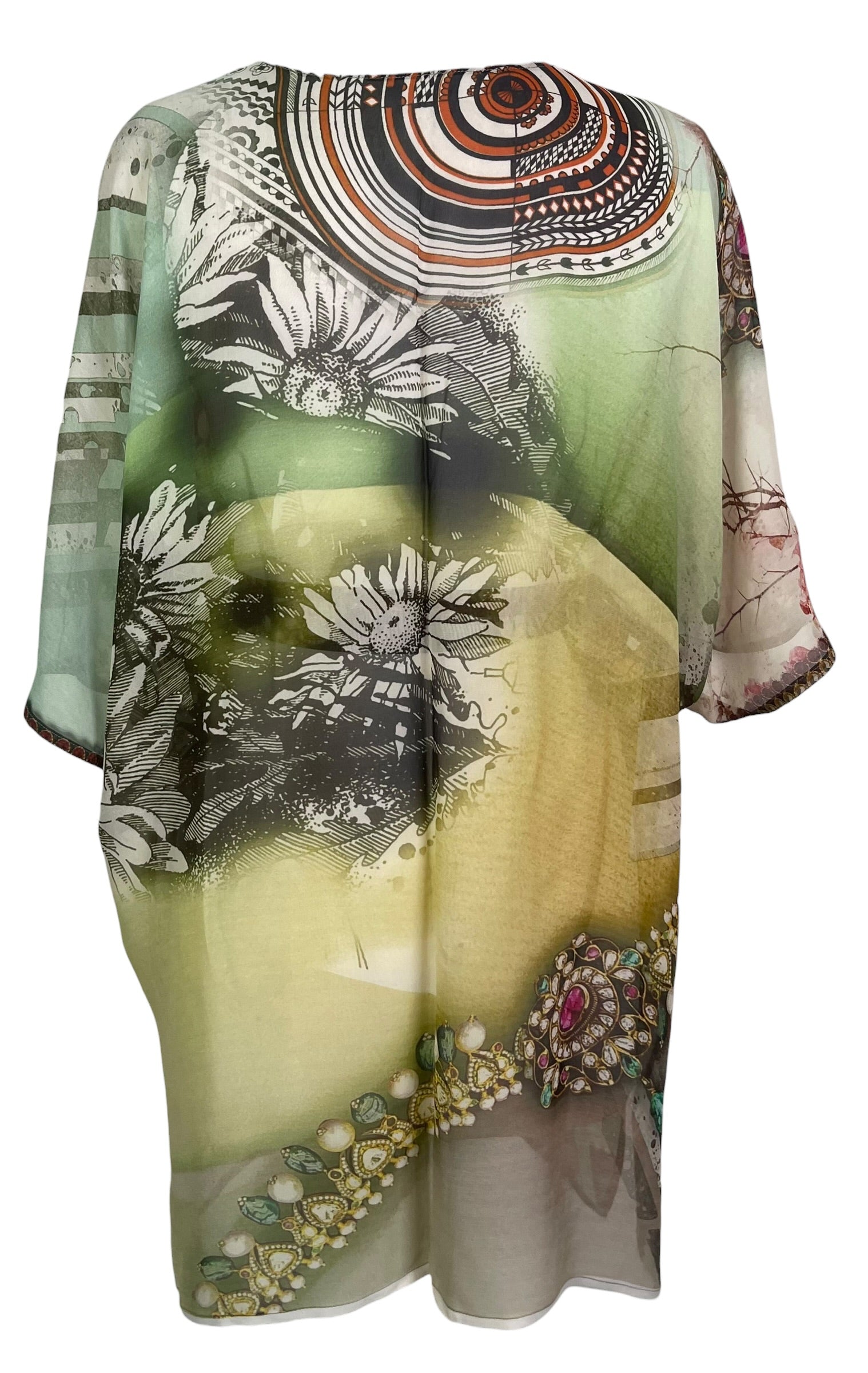 Releases Sunday at 8pm EST PRG9018 Sheer Avatar Pure Silk Kimono-Sleeved Jacket with Belt